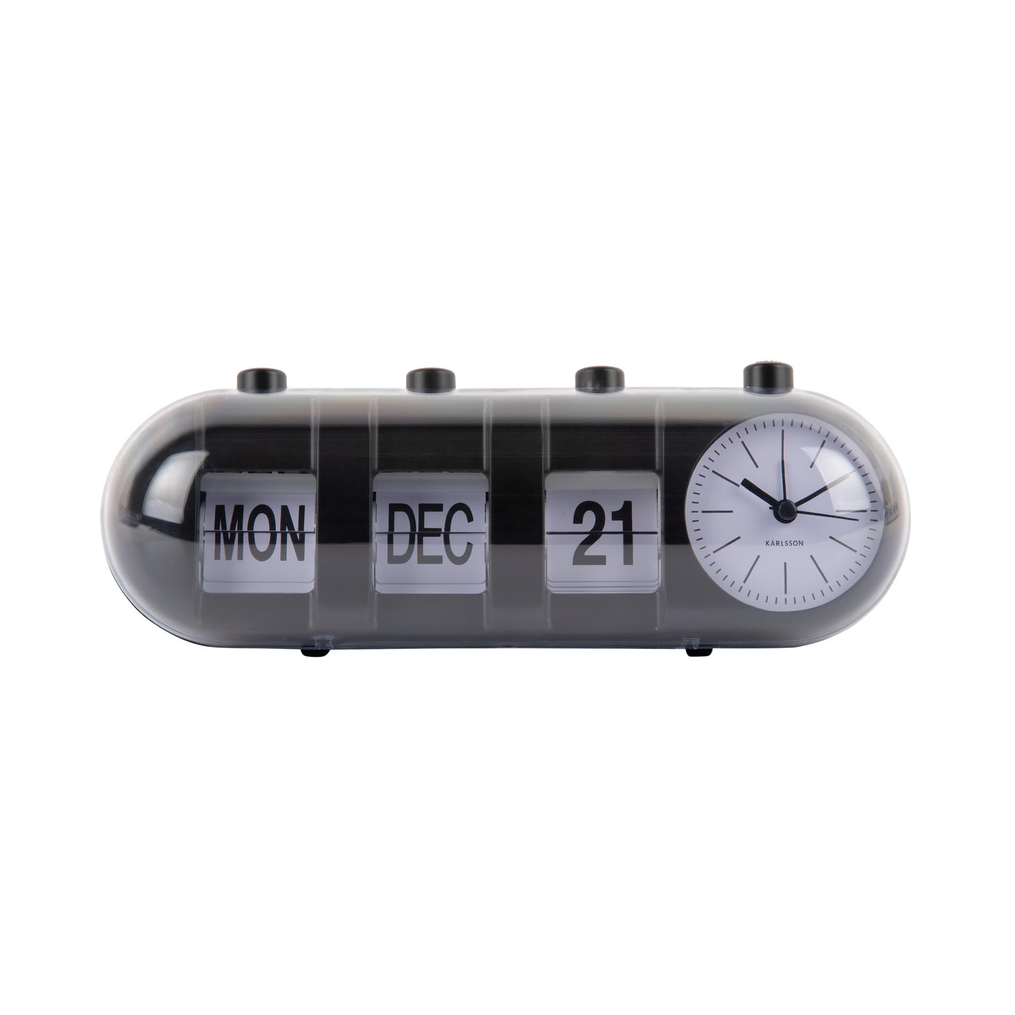 Present Time Black Retro Tube Alarm Clock