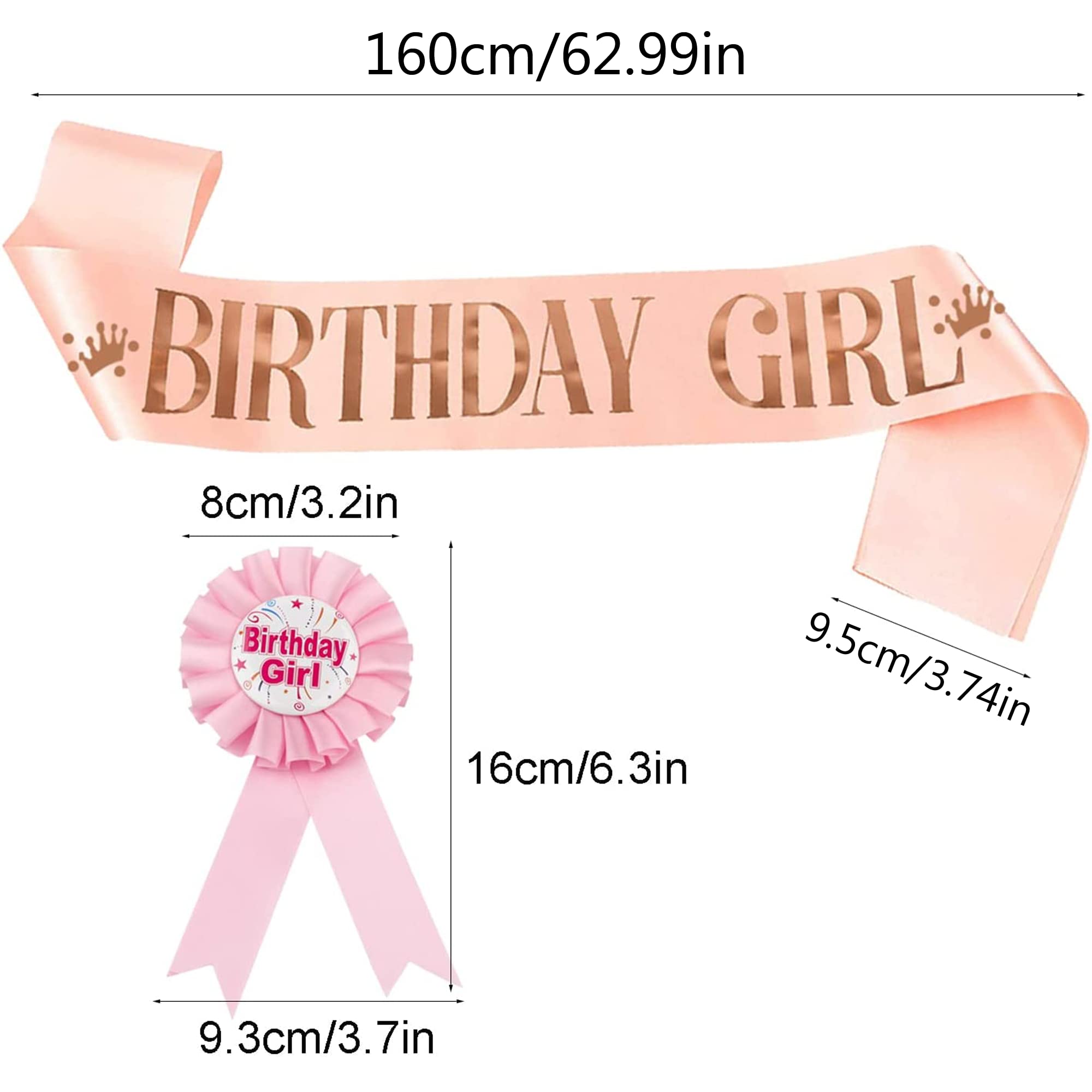 IRYNA Geburtstagsschärpe Rose Gold Mit Abzeichen – Party-Schärpe Für Mädchen & Frauen