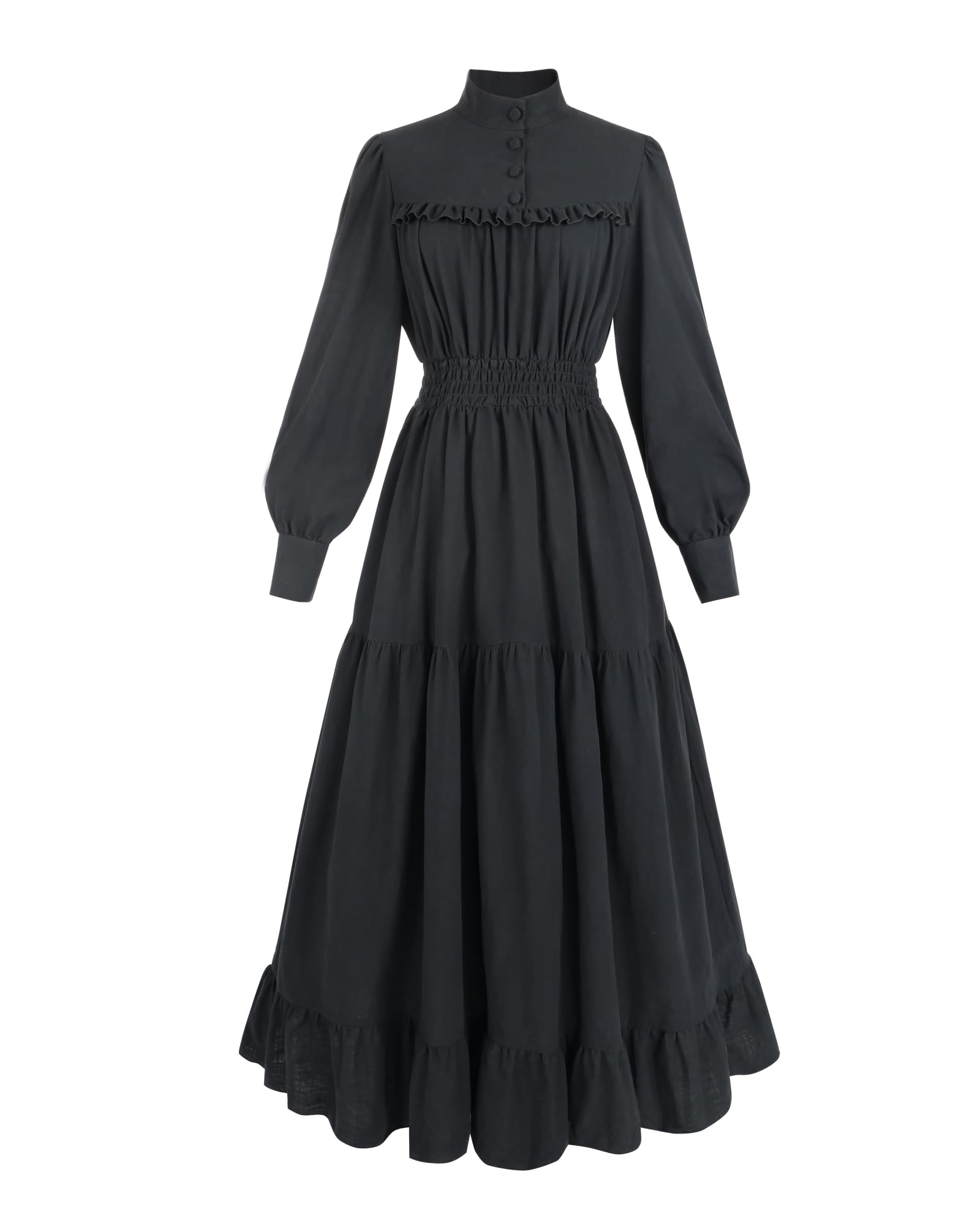 NSPSTT Victorian Dress for Women Long Sleeve Medieval Dresses Women's Victorian Vintage Cotton Long Sleeve Dress Renaissance Costume Witch Dresses
