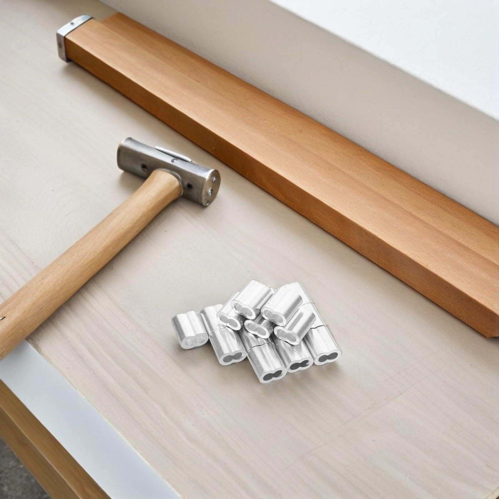 Kit Morsetti per Cavi in Acciaio Inossidabile e Alluminio 120 Pezzi Morsetto a Doppio Foro e Redancia per Cavi Metallici M5 Accessori per Sospensione e Fissaggio in Ambienti