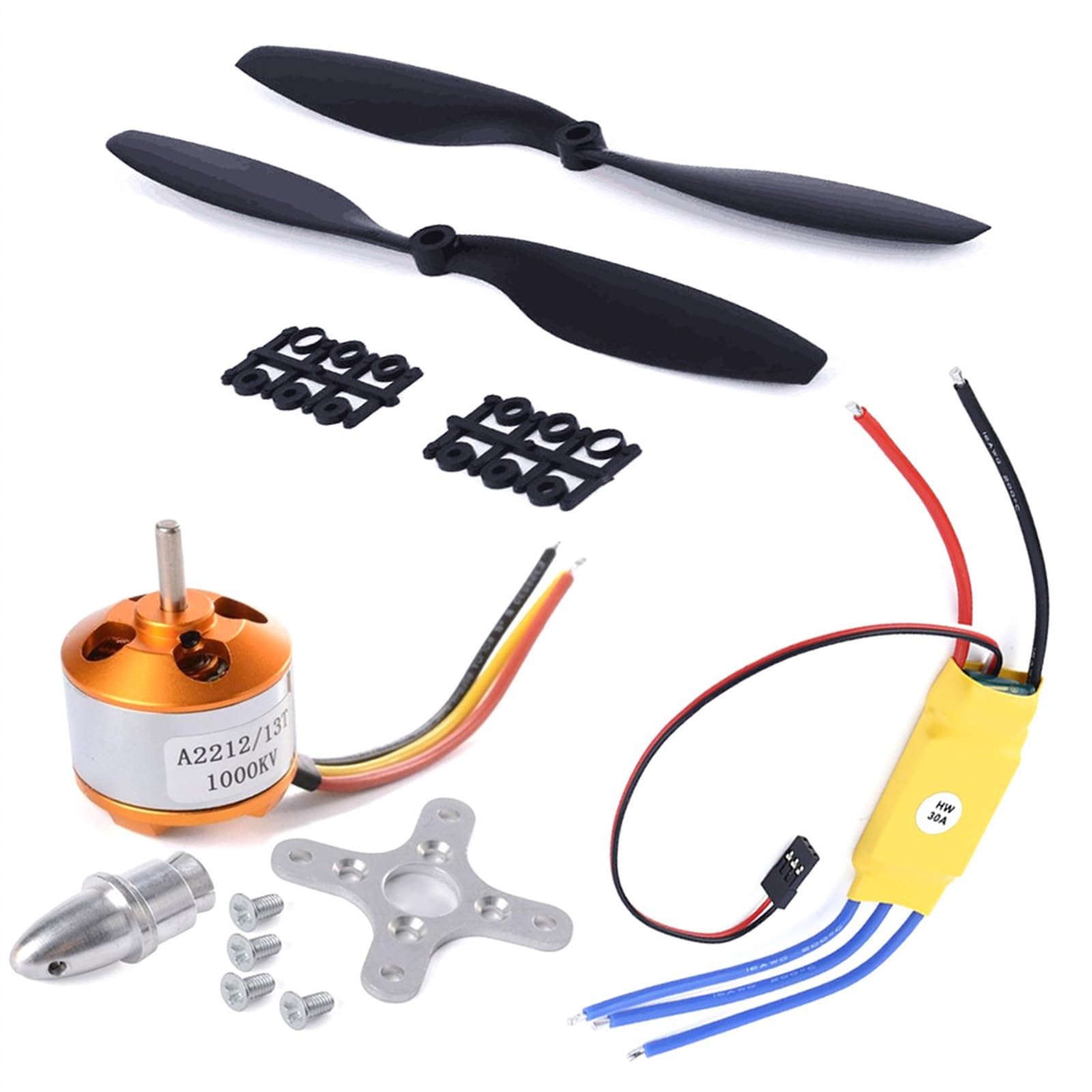 IWBR A2212 1000KV KV1400 2200KV A2208 Motore Brushless Outrunner + 30A ESC + 1045 Elica Quad Rotore Set for Aerei RC Multicopter (Size : A2212KV1400 30A 8045)