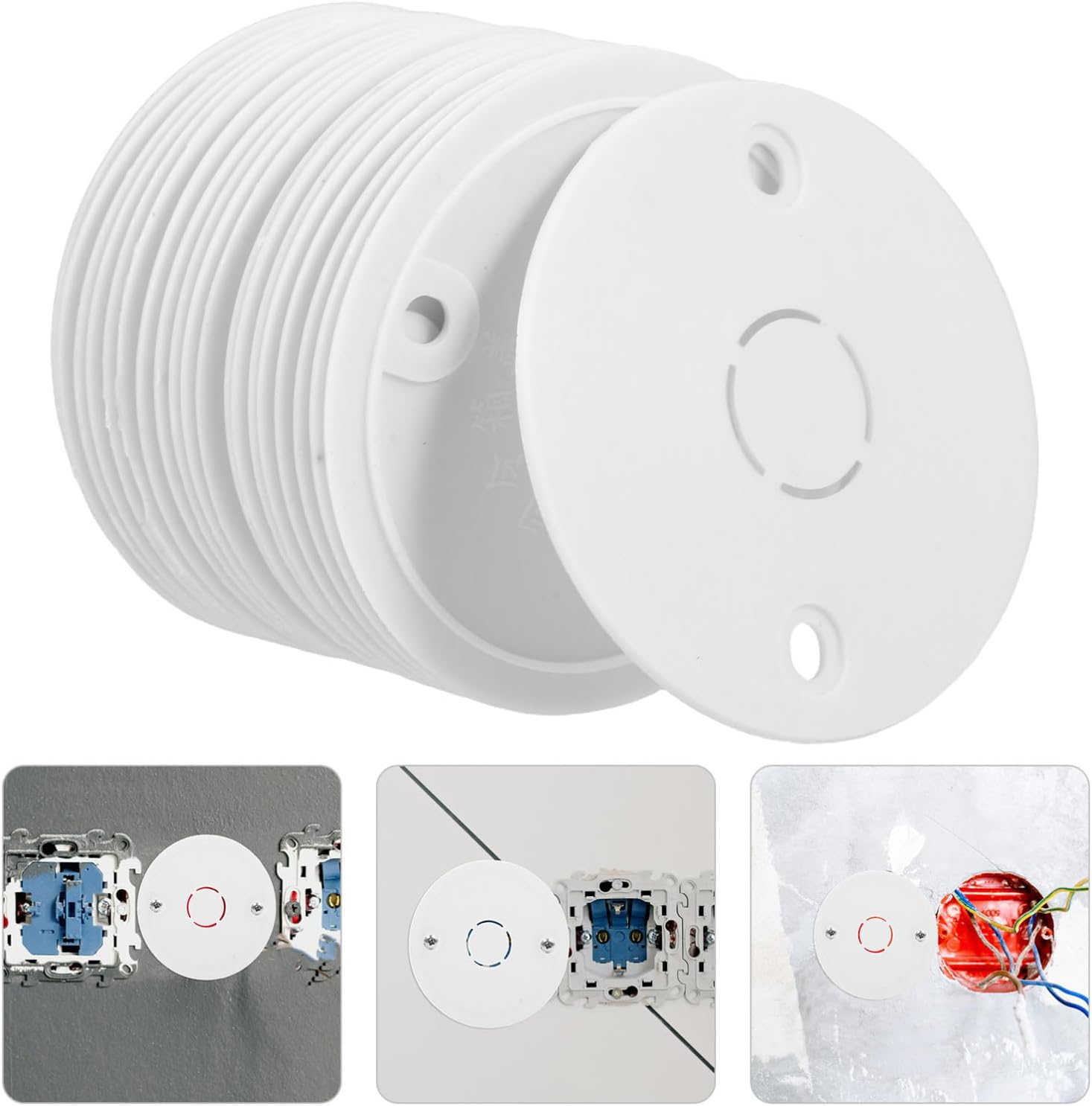 20pcs Light Switch Covers and Ceiling Electrical Outlet Panel Covers with Holes, 86 Type Wall Socket Blank Plates for Junction Box Protection and Decorative Use
