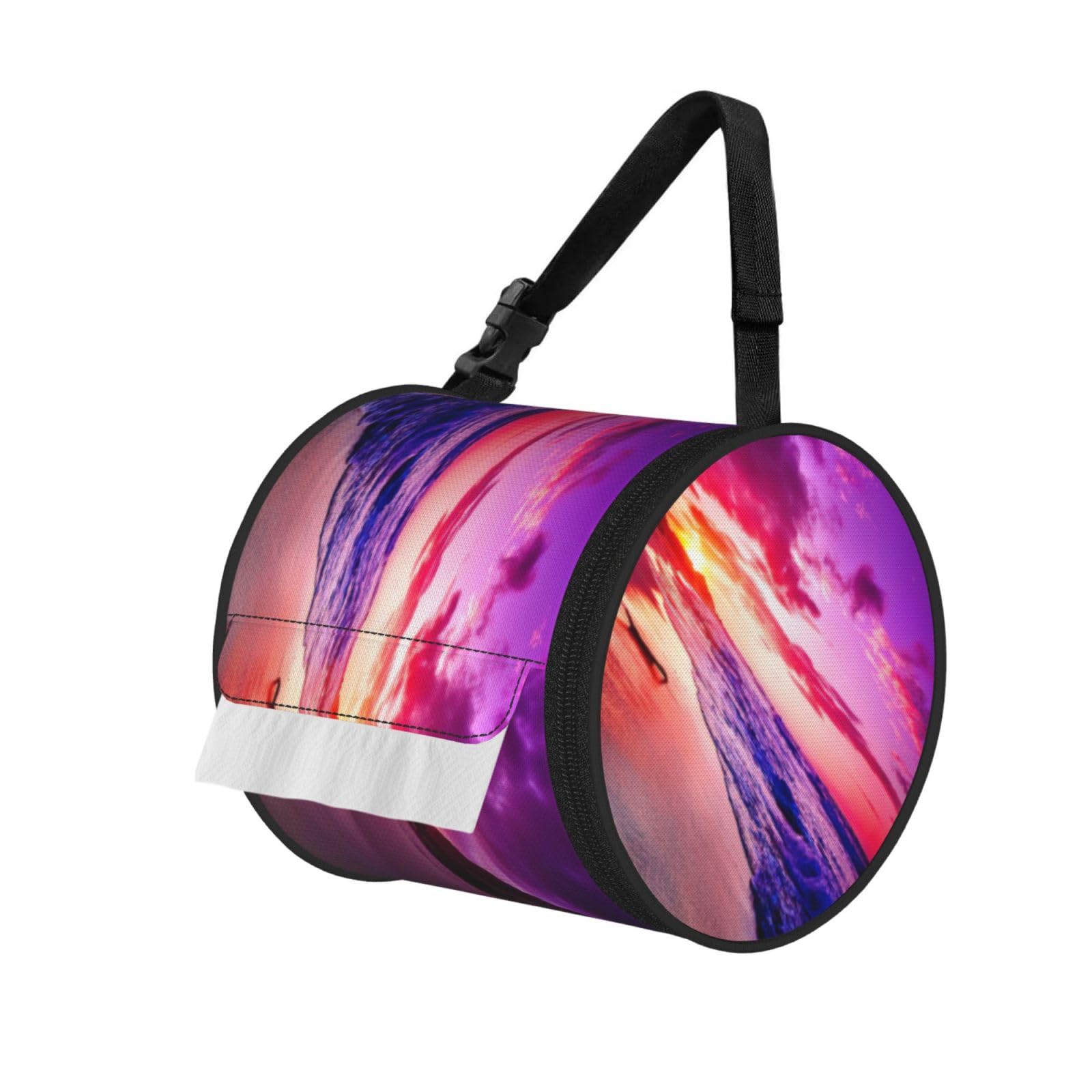 Beautiful Beach Sunset Print Fashion Tissues Organizer Box, Hanging Tissue Holder For Purse Coins For Car Office Daily Outing