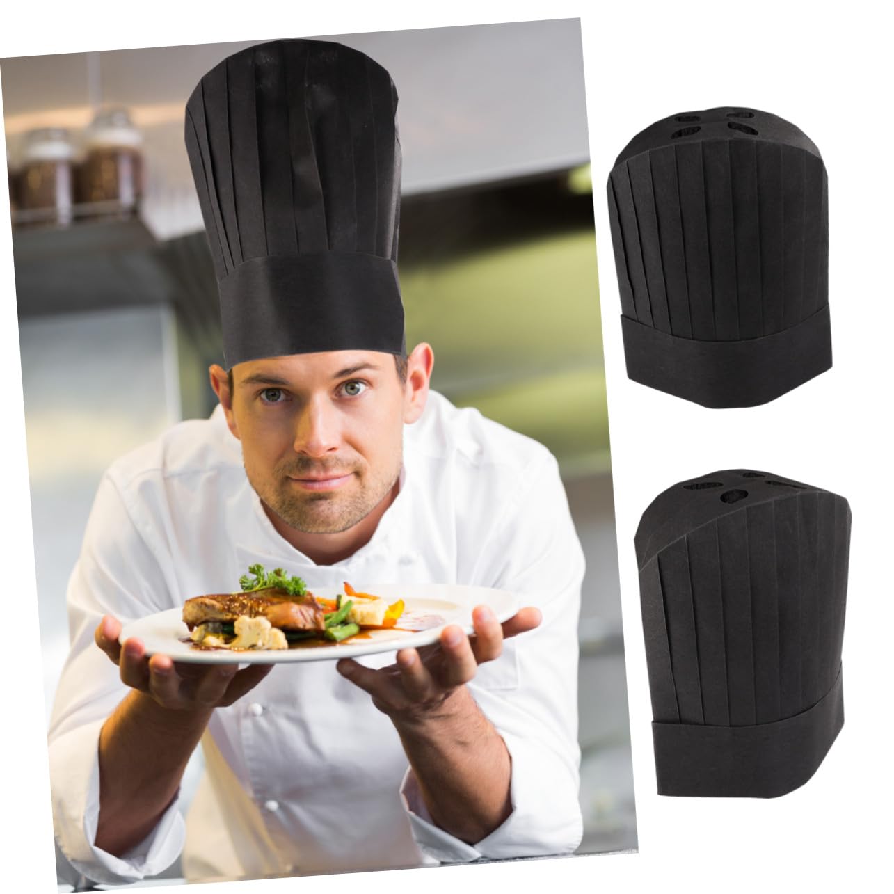 ORFOFE 20 Piezas Sombrero de Cocinero Desechable Gorro de Cocina Anti-Manchas Ecológico y Biodegradable para Chefs y Catering