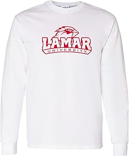 AL03 - Lamar University Cardinals Arch Logo Long Sleeve T Shirt - Large - White