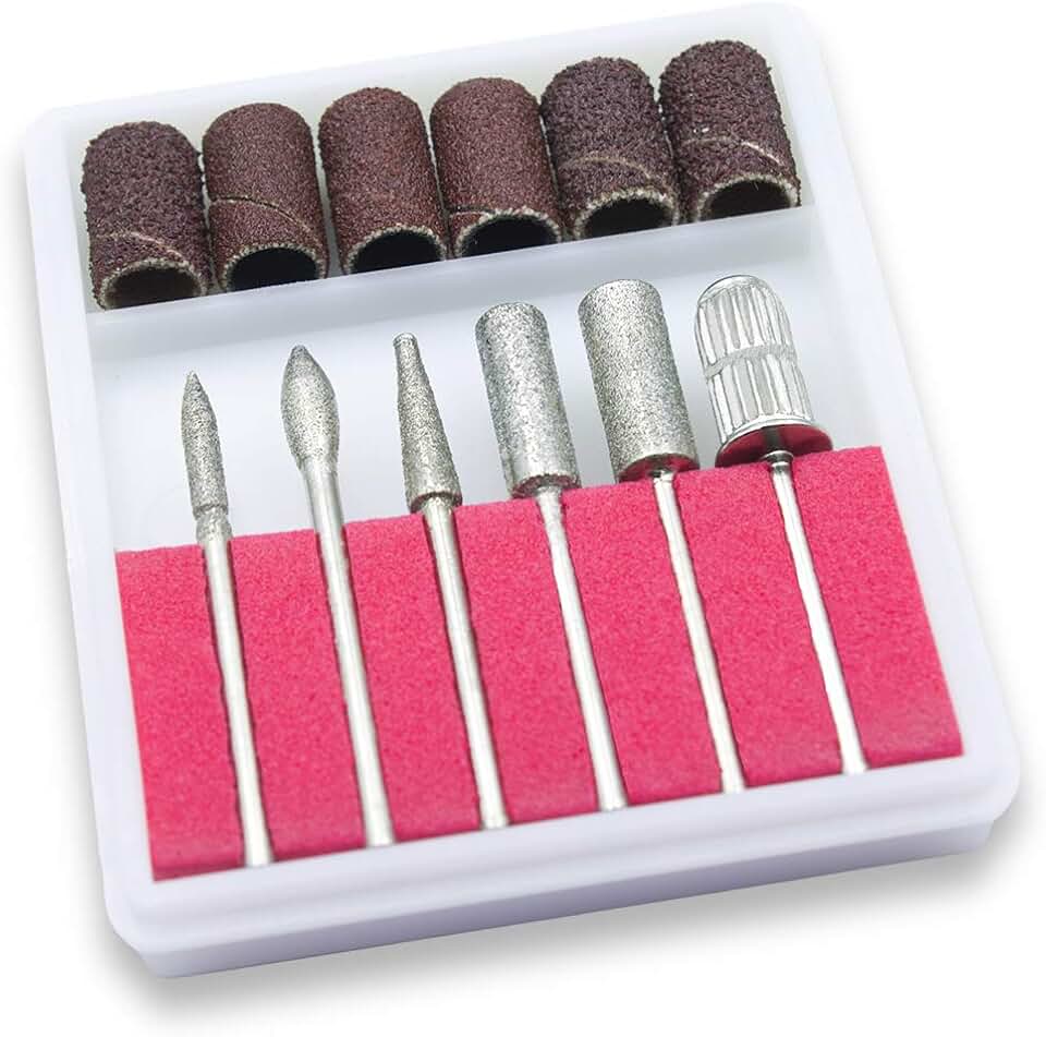 Kit com 6 Brocas e 6 Lixas Refil para Lixadeira Elétrica de Unhas Gel, Manicure, Arte Sedução