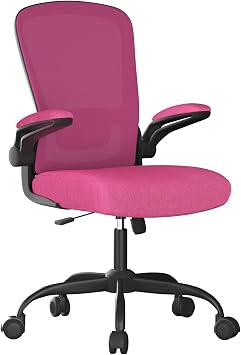 MIMOGLAD Office Chair, Telework, Work Chair, PC Chair, High Back, Lumbar Support, Lift-Up Armrest, 360-Degree Rotation, Mesh, Breathable, Backrest, Rocking, Office Chair, Desk Chair, Comfortable
