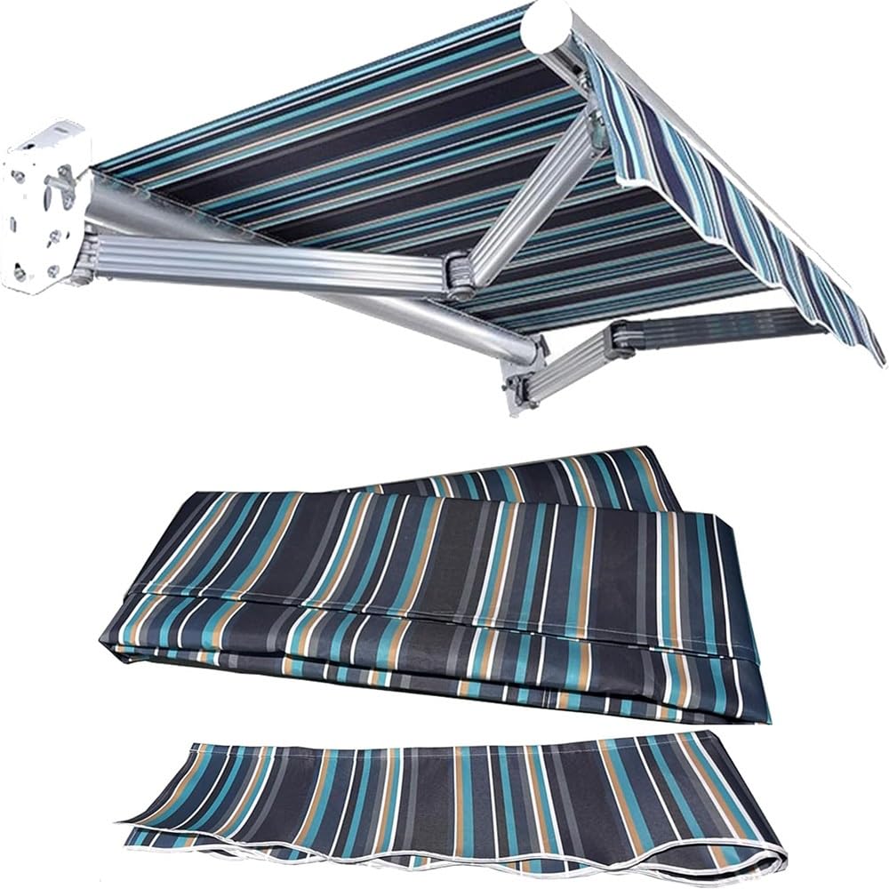 GJZQDKX Replacement Tarpaulin for 300x250cm Manual Retractable Awning Durable 280g/m² Polyester Sunshade Canopy Top Cover (Blue 5x2.5m 16x8ft)
