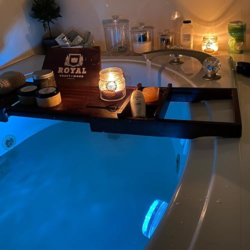 Miniatura 7 de Dobertry Luces de bañera, luz subacuática con pilas para baño, bañera, spa, luz de baño, ducha, accesorios de baño para mujeres, relajante, control
