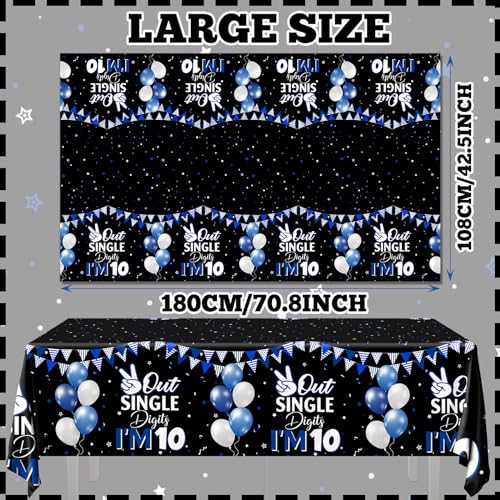 Image of 10th Birthday Decorations for Boys,3pcs Double Digits Birthday Boy Tablecloths 10 Year Old Birth-Day Decorations Plastic Table Cover for Boys Birth-Day Party