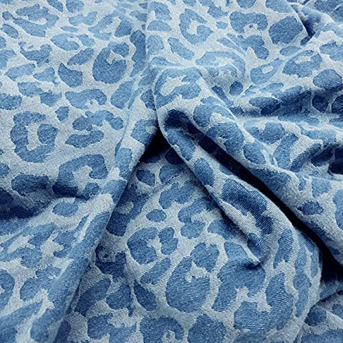 Tela vaquera Tela Vaquera Suave Mezcla Lavada Tela Moda Leopardo Jacquard Tela Gruesa DIY Costura Tela Para Abrigo Pantalones Faldas Camisas Y Artesanías(Color:Blue 1) Cover