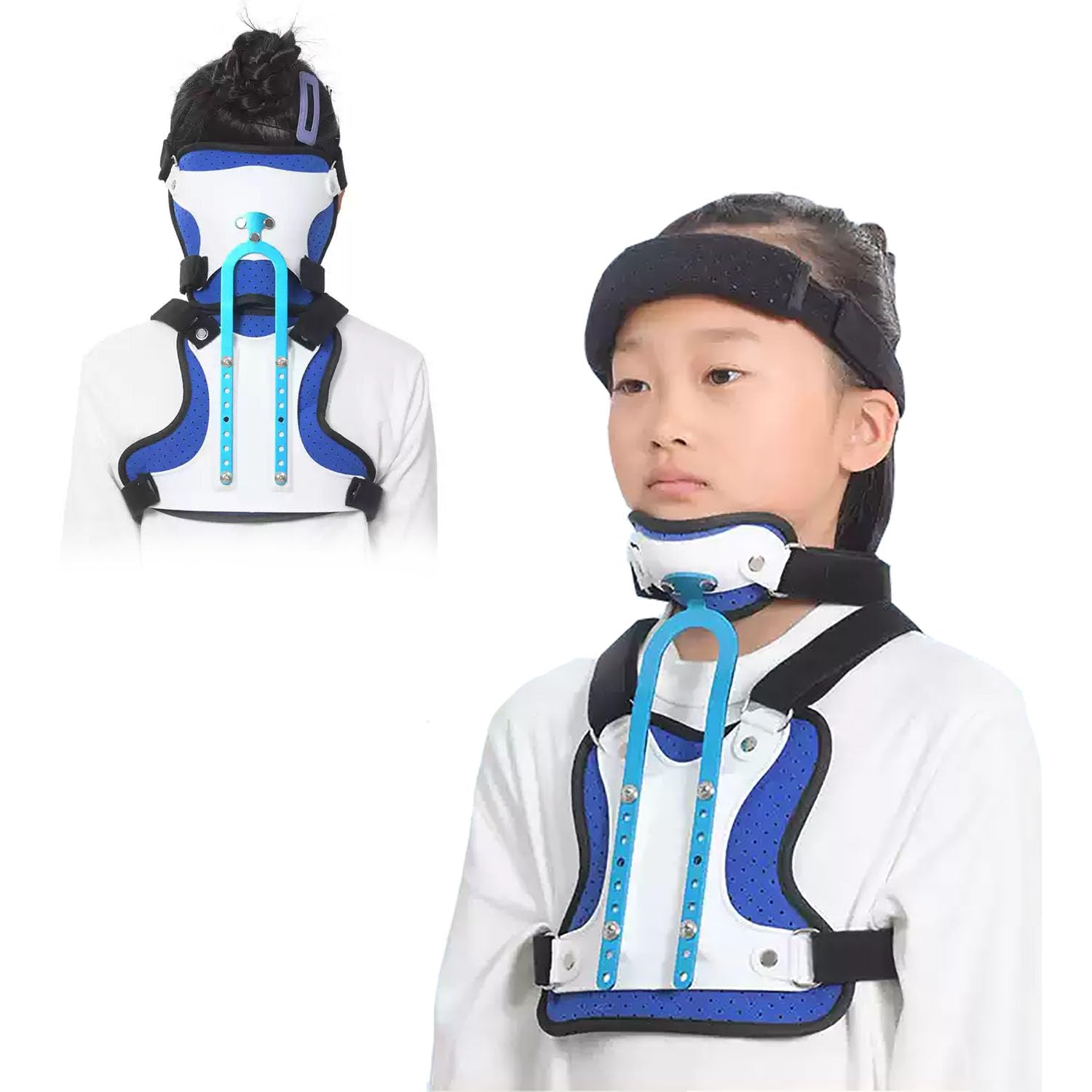 Liuliq Head And Neck Chest Orthosis, Orthosis Cervical Thoracic Brace With U-Shaped Support Frame, Height-Adjustable, Weight 17–40Kg & Height 105–150Cm, Strap-Fastening Design Suitable For Children