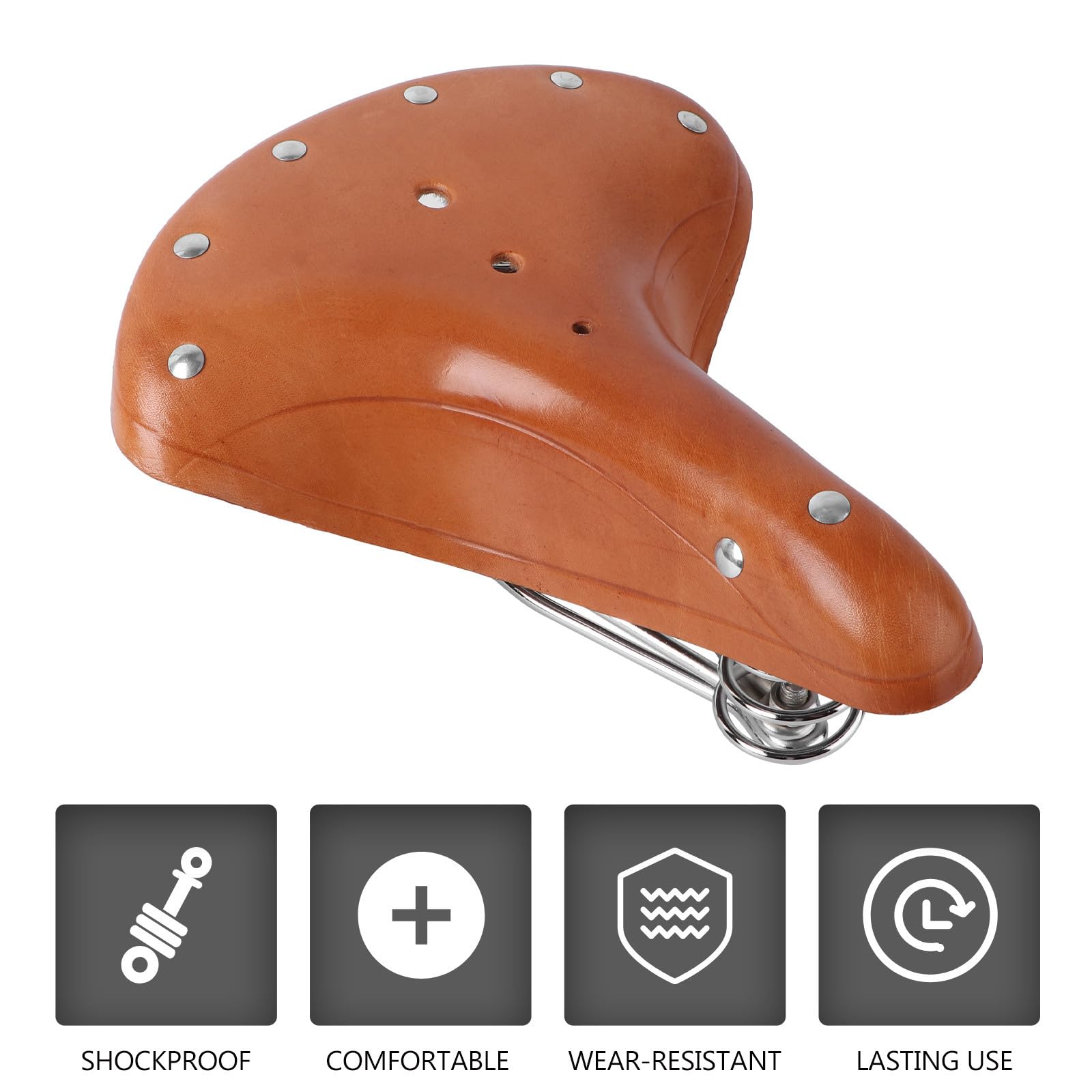 VILLCASE Asiento de Ciclismo de Piel Sintética Marrón para Bicicleta de Carretera y Montaña Cojín Descompresor y Fácil Instalación para Paseos de Ocio Color Aleatorio