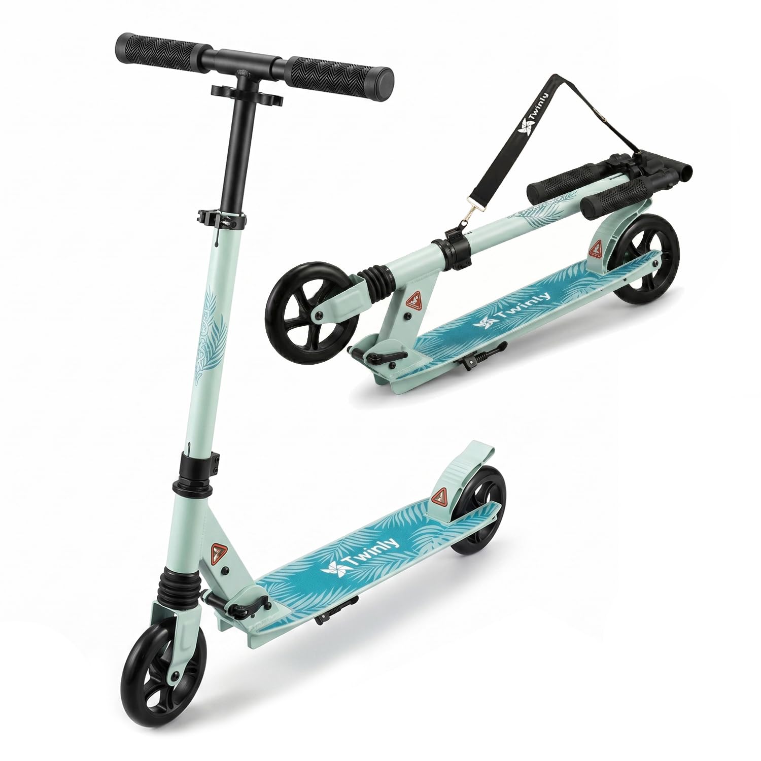 Trottinette pliable pour enfants de 8 ans Rocky de Twinly avec guidon réglable en hauteur, frein arrière à pied et système de pliage rapide, résistante jusqu'à 100 kg