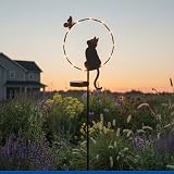 Maximex Solar LED Gartenstecker Katze mit Schmetterling, Dämmerungssensor...