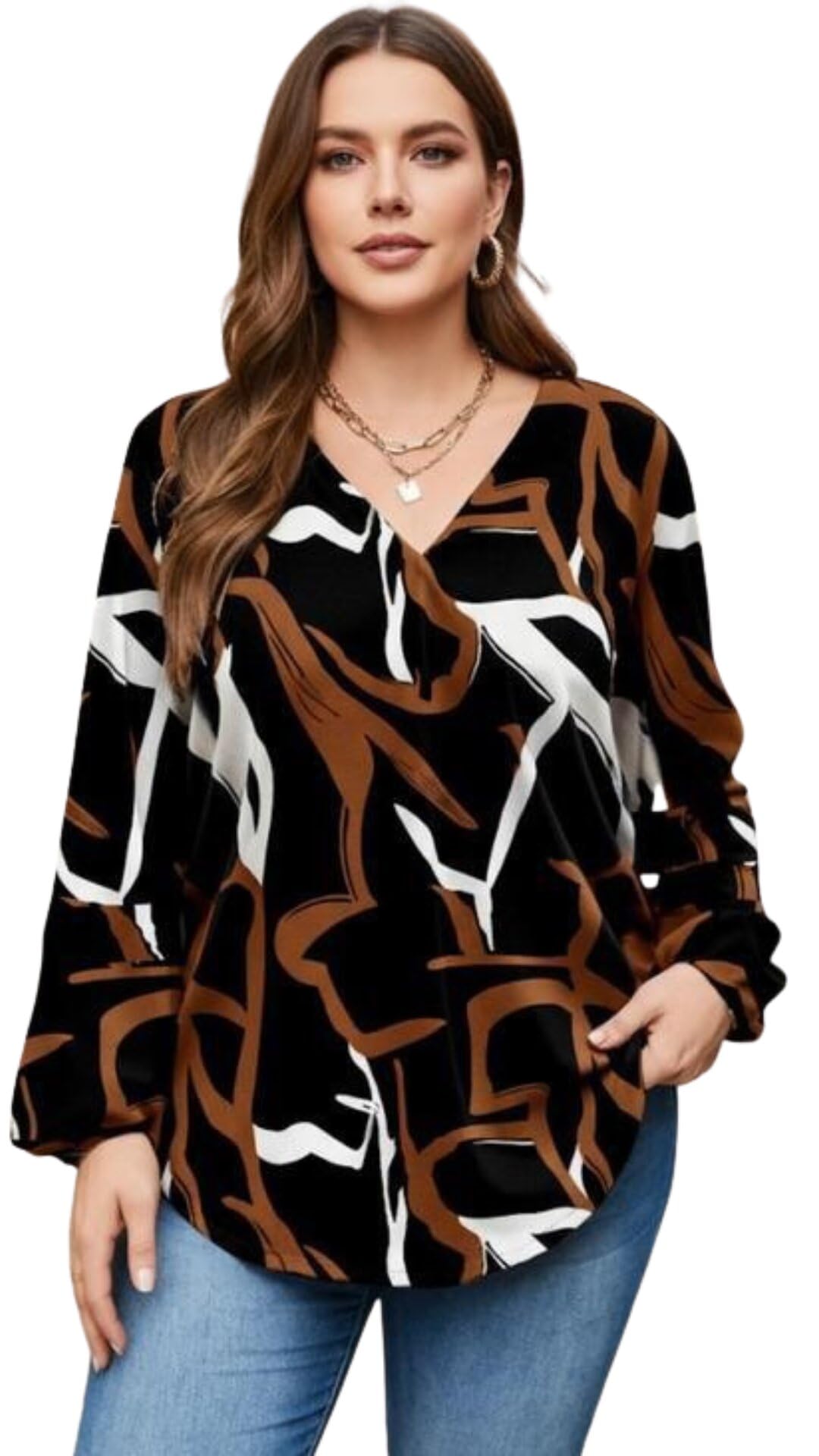 Viscose Rayon Abstract Pattern Top for Women | A Line Tops | Summer Kurta | V-Neck Top | Short Kurti for Women| Full Sleeves | NG-025-image-27