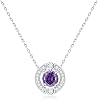 Birthstone Halo Necklace for Women Sterling Silver Platinum Plated Sparkling Gemstone Round Cut Solitaire Pendant Cubic Zirconia Necklaces Clear Crystal Meaningful Jewelry Gifts for Women Teen Girls