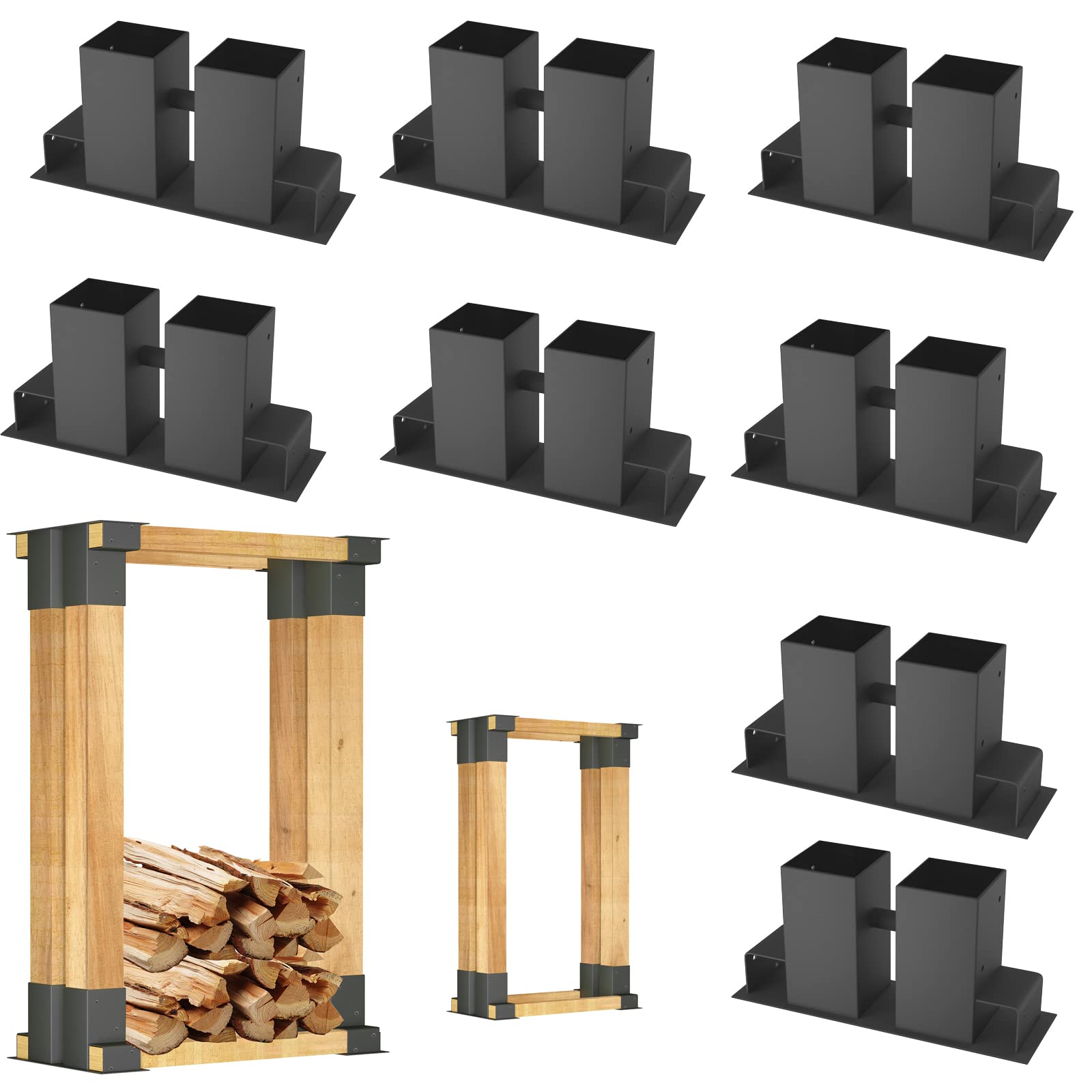 YRHome Holzstapelhilfe Feuerverzinkt stabile Holz Stapelhilfe Stapelhilfe Holzstapelhalter Brennholz Kaminholz Gestell Holz (8 Stück)