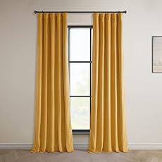 HPD Half Price Drapes Signature Velvet Thermal Blackout Curtains for Living Room 96 Inch Long (1 Panel) Rod Pocket Insulated Blackout Curtains for Bedroom Window Curtains, 50W x 96L, Fool's Gold