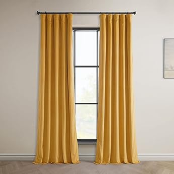 HPD Half Price Drapes Signature Velvet Thermal Blackout Curtains for Living Room 96 Inch Long (1 Panel) Rod Pocket Insulated Blackout Curtains for Bedroom Window Curtains, 50W x 96L, Fool's Gold