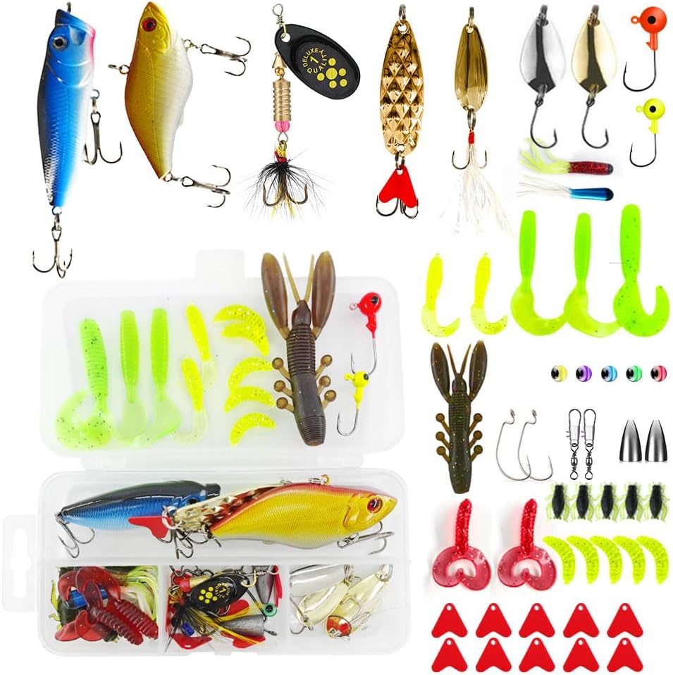 Fishing Lure Kit Fishing Tackle Box Swimbait Spinnerbaits Spoons Minnow VIB Popper Soft Lures Texas Rig Fishing Hooks