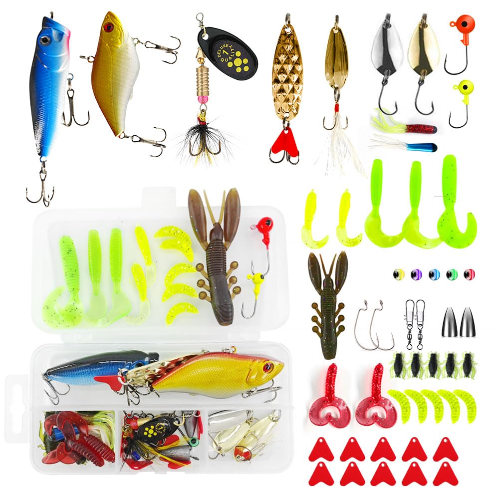 Fishing Lure Kit Fishing Tackle Box Swimbait Spinnerbaits Spoons Minnow VIB Popper Soft Lures Texas Rig Fishing Hooks