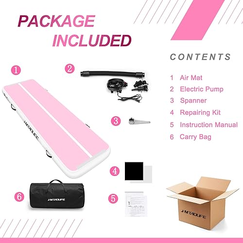 Miniatura 6 de Colchoneta inflable de gimnasia de aire de 6.610131620 pies, tapete de entrenamiento de aire con bomba de aire para el hogar, diversión acuática,