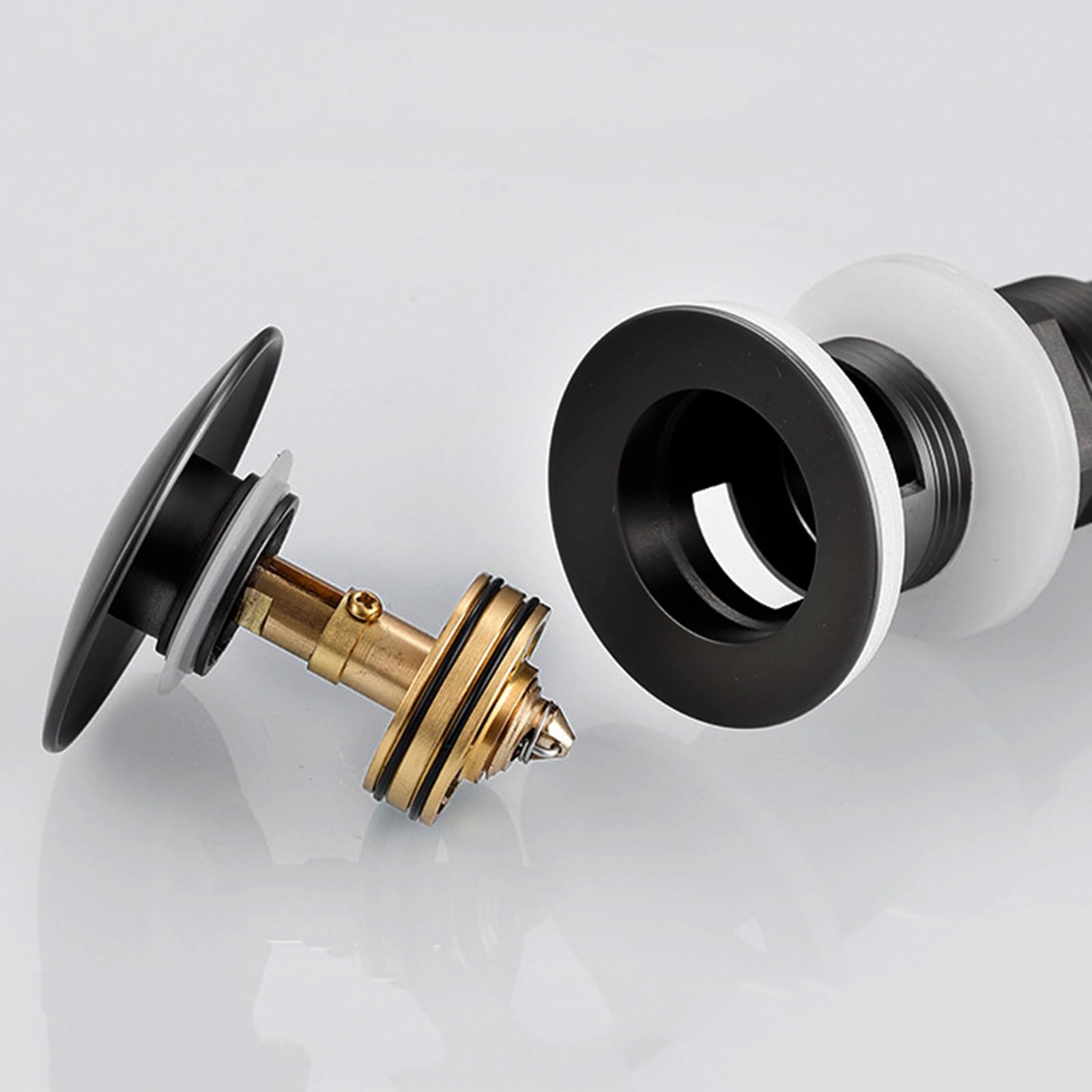 Piletta Lavabo Nero Piletta Lavabo Bagno Pop Up Piletta Di Scarico Lavabo Universale G1 1/4“ Scarico A Scomparsa Tutto In Rame, nero, Ci Sono Dei Buchi