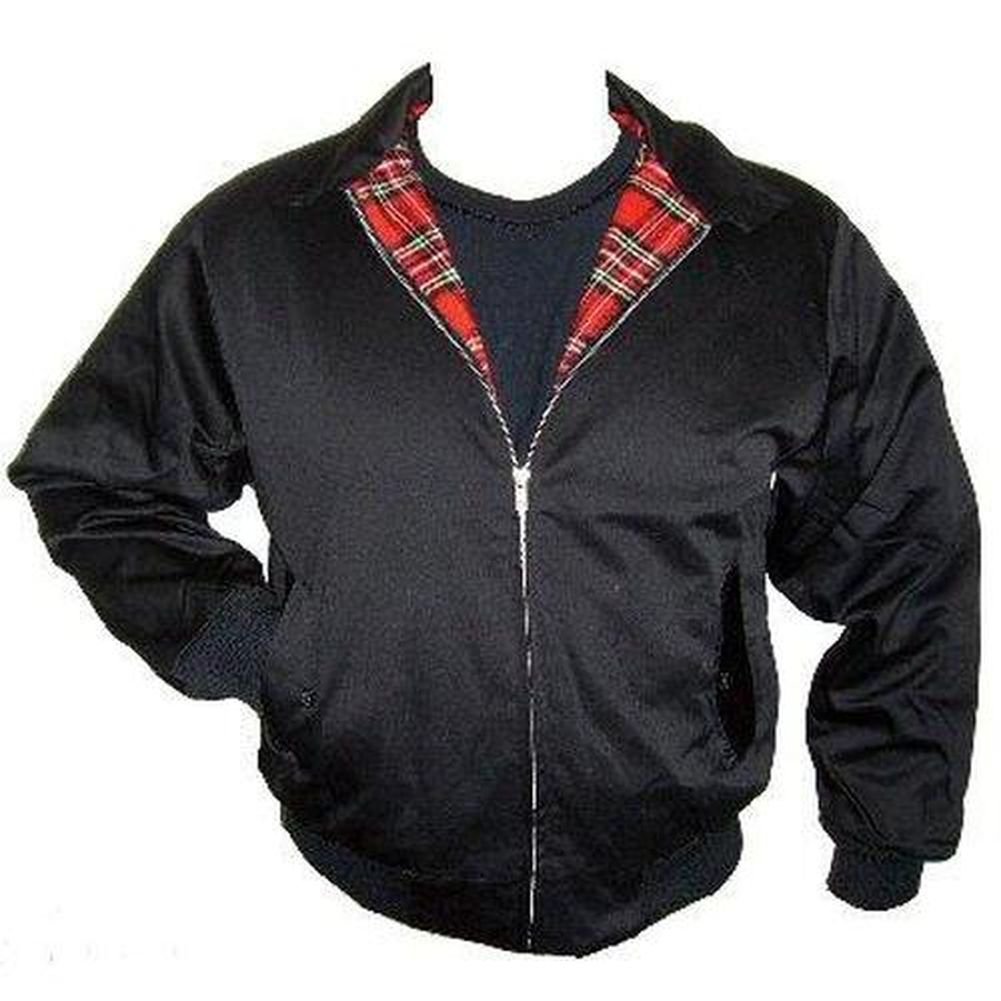 Knightsbridge Kurtka w stylu retro z podszewką karo Harrington kurtka męska skuter kurtka bomberka (czarna/XL)