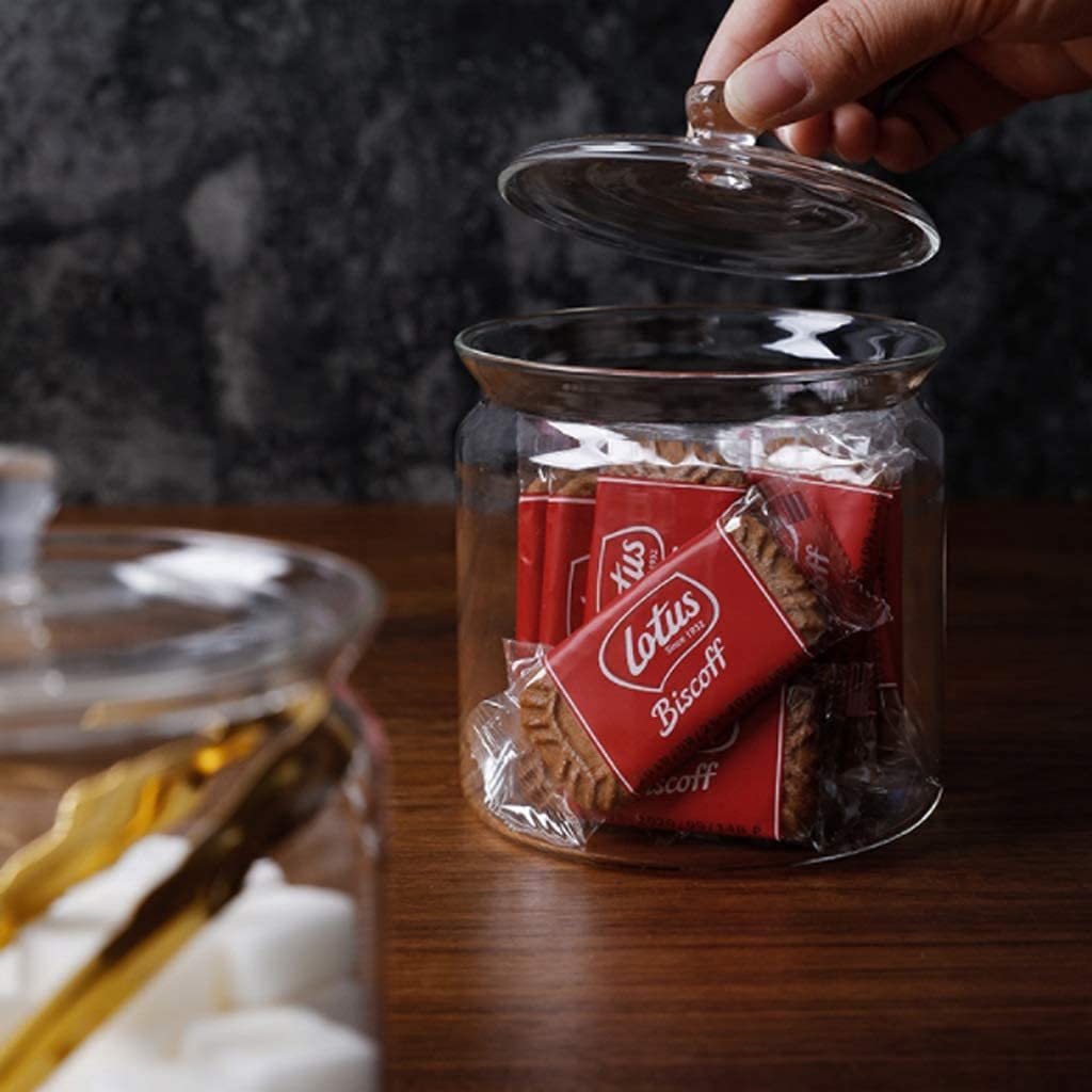 Barattolo di Vetro da Cucina Barattolo Trasparente con Coperchio ermetico Contenitore per Alimenti Distributore di Zucchero per caffè