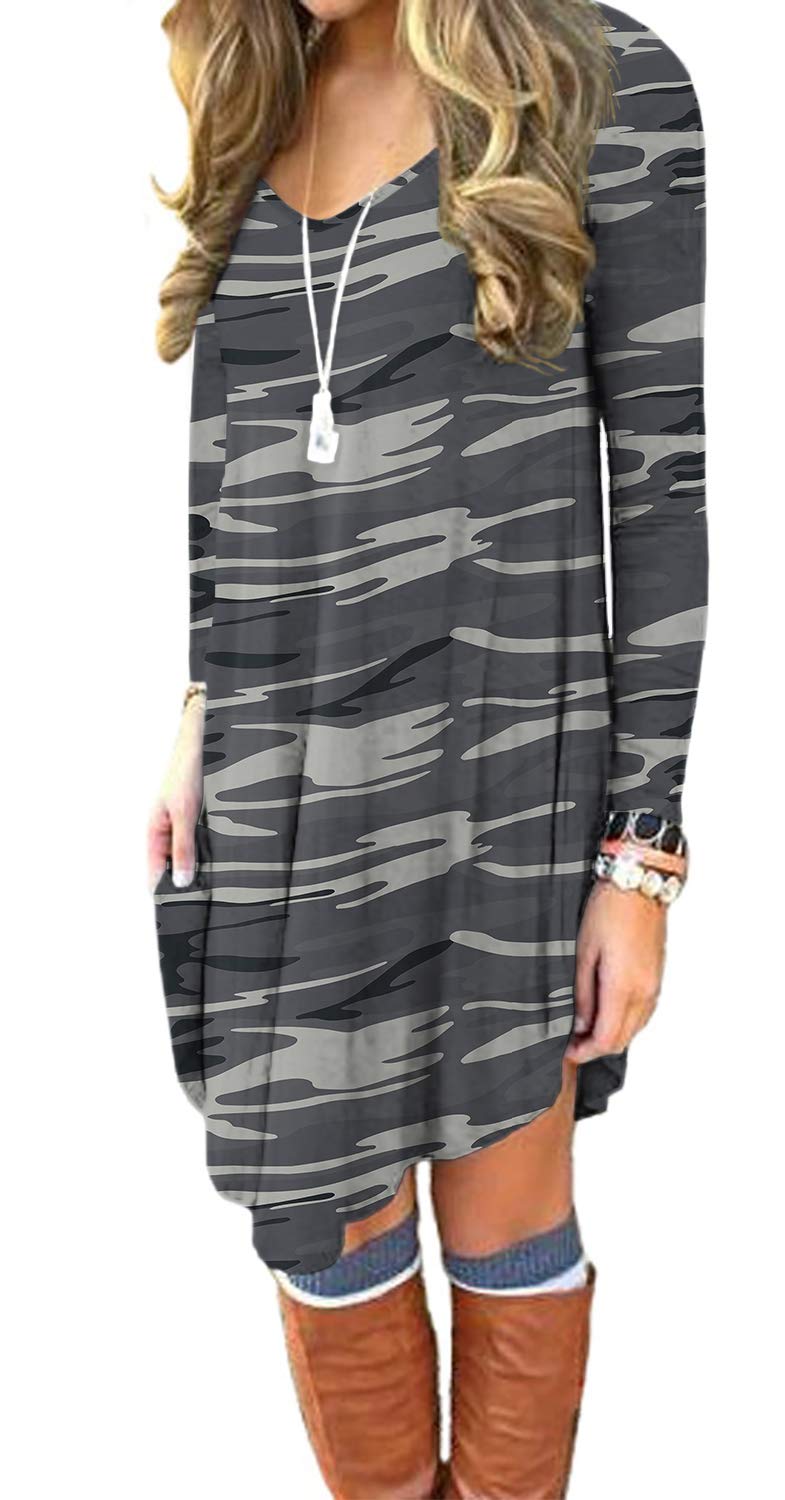 Dearcase Womens T Shirt Dress Long Sleeve V Neck Floral | Desertcart Belize Dearcase Womens T Shirt Dress Long Sleeve V Neck Floral | Desertcart Belize