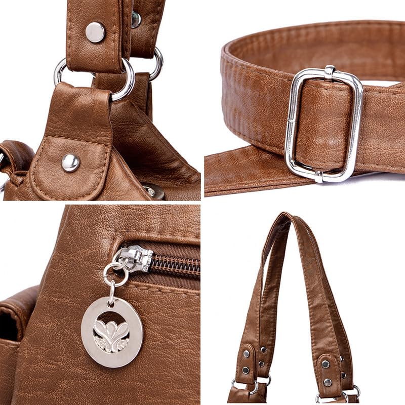 Hobo Bolso de Hombro para Mujer Bolso de Mano con Bandolera en Cuero PU Bolsos Bandolera Bolso de señora para Damas Mamá Bolso de Bandolera