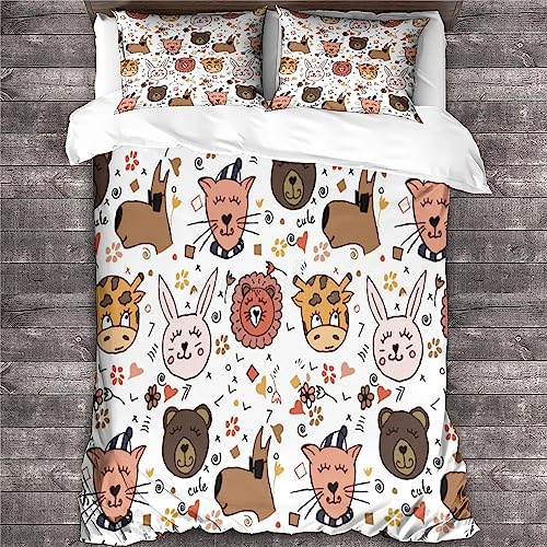 Housse de couette chat 3D anti-transpiration parure de lit zippée 200x200
