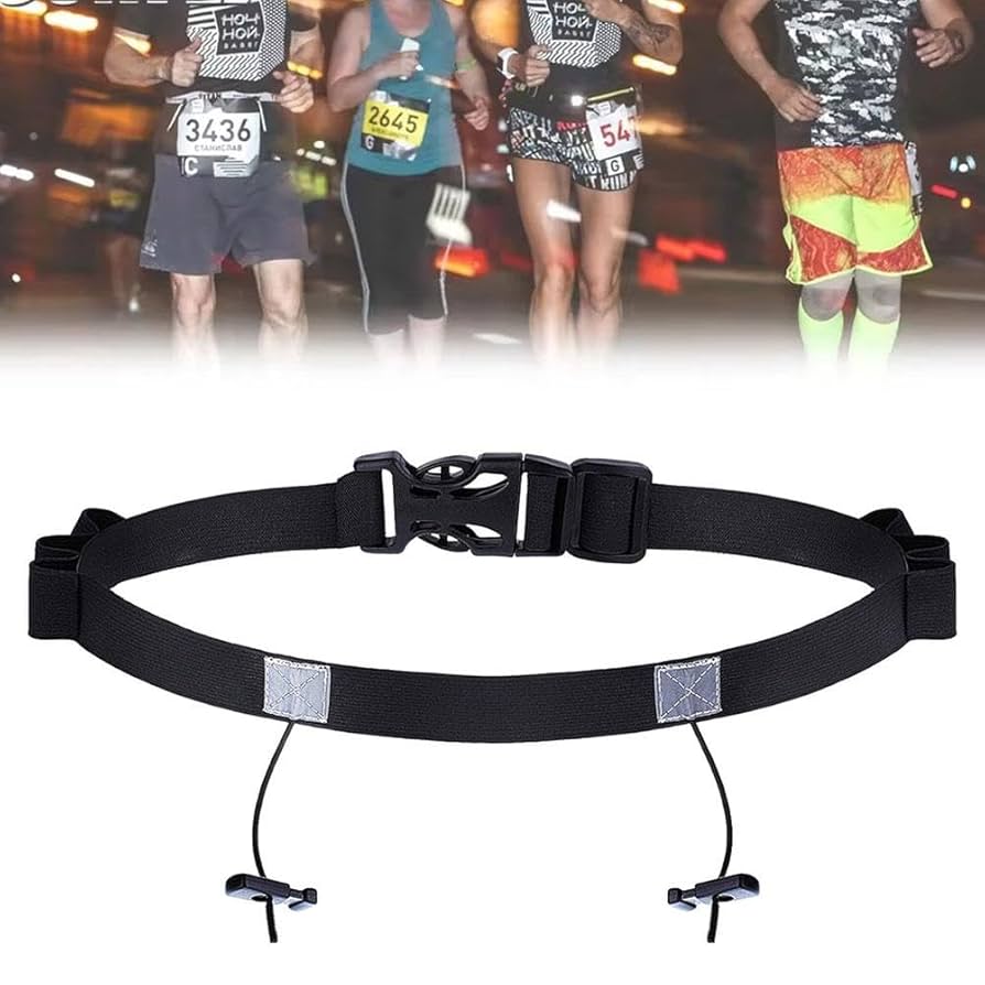 3 Pieces Reflective Race Number Gel Belt Running Bib Holder Race Belt Strap Running Runner Cycling Triathlon Marathon