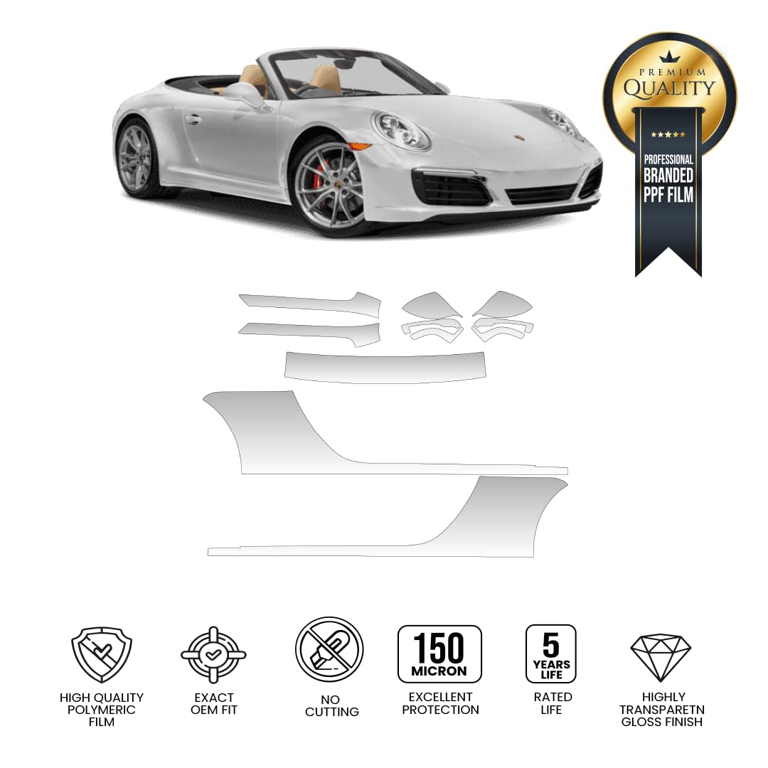 Winyl PPF/Vinyl Protector/Pre-Cut PPF BIKE STICKERS Szablony do samochodu Kompatybilny z Porsche 911 Carrera S,4S Cabriolet 2017 (boki)