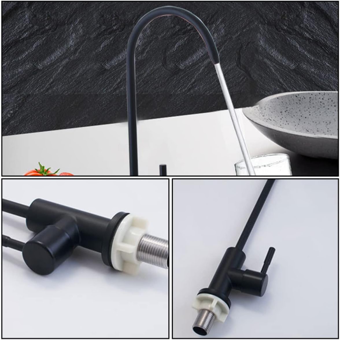 3pcs Filtration Stainless Purification for Bathroom Cooling Sink Drinking Rotating Black Tap Steel Heavy Direct Faucet Vertical Filter Purifying Faucets Counter Water Under System (Color : Blackx3pcs