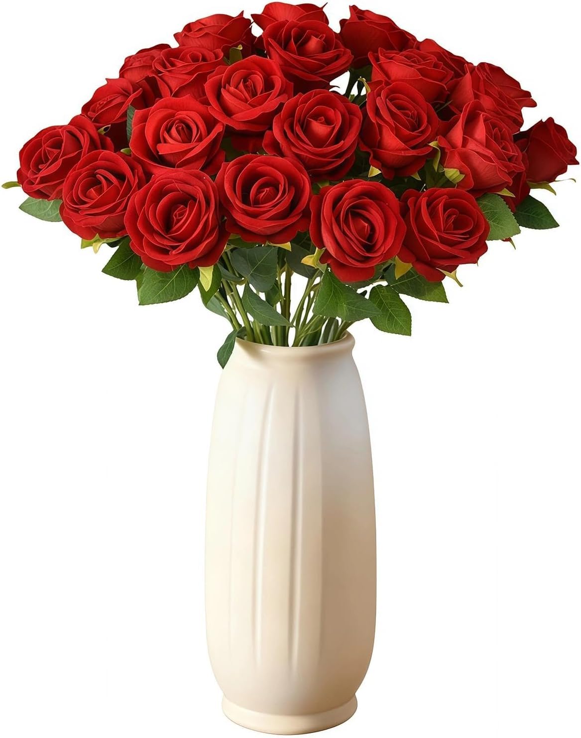 NIFTYY 6 Pcs Artificial Roses, Real Touch Fake Silk Flowers with Long Stem for Home, Garden, Wedding Decor (red)