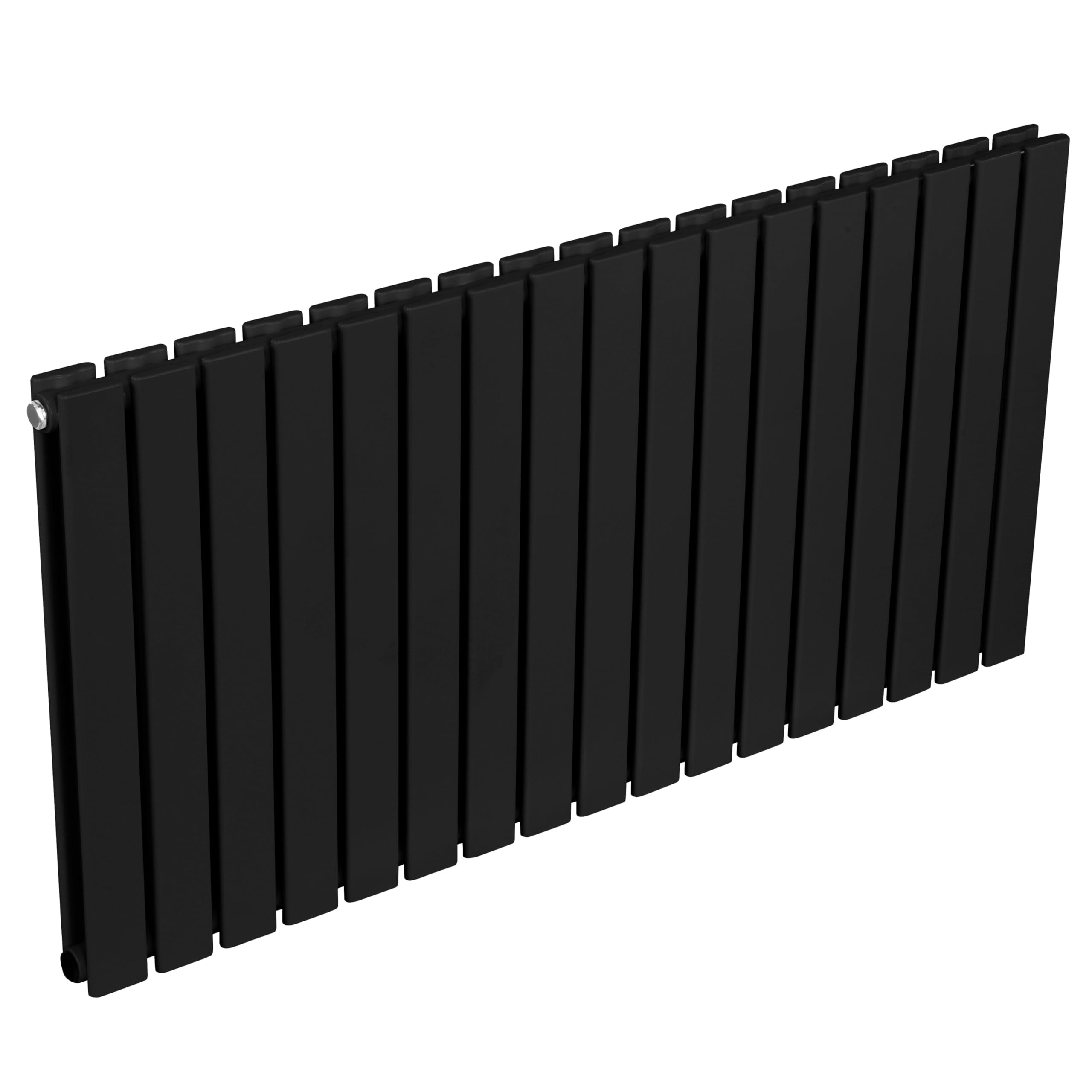 Baridi Horizontal Double Flat Panel Radiator 600 x 1190mm, 17 Fins, Efficient Heat Output, Central Heating, Black – DH347
