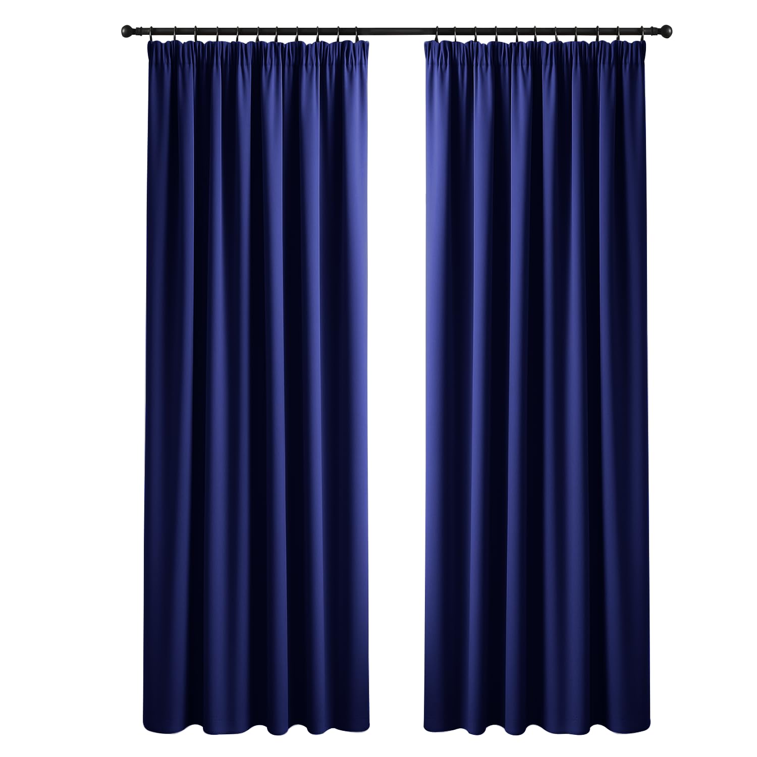 Yorkshire Bedding Pencil Pleat Blackout Curtains for Bedroom 66 x 90 Inch Drop Thermal Insulated Extra Wide Room Divider Navy Curtains with 2 Panels