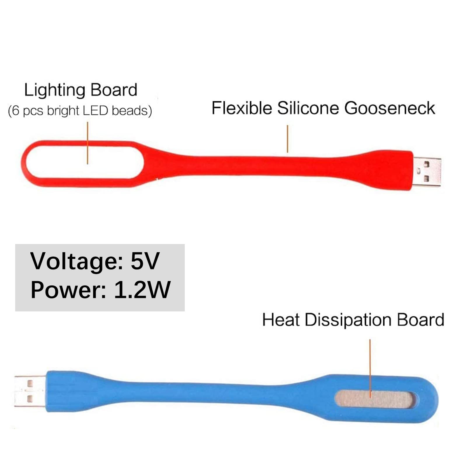 Luce flessibile USB a LED, mini USB per tastiera, 12 pezzi, per computer portatile