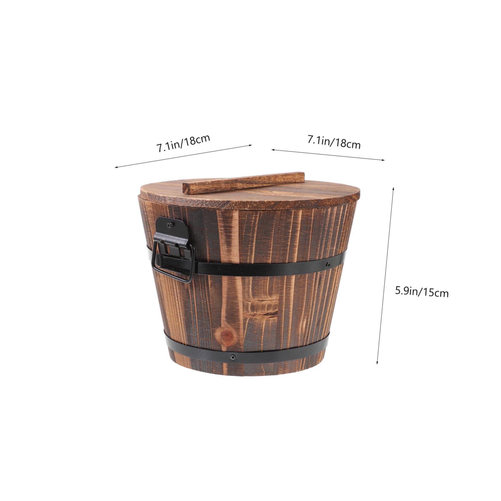 Secchio di Legno per Conservare Alimenti con Manico Anti-caldo e Coperchio, Contenitore per Cucina e Casa con Cucchiaio Incluso, Semplice e Bello Stili multipli