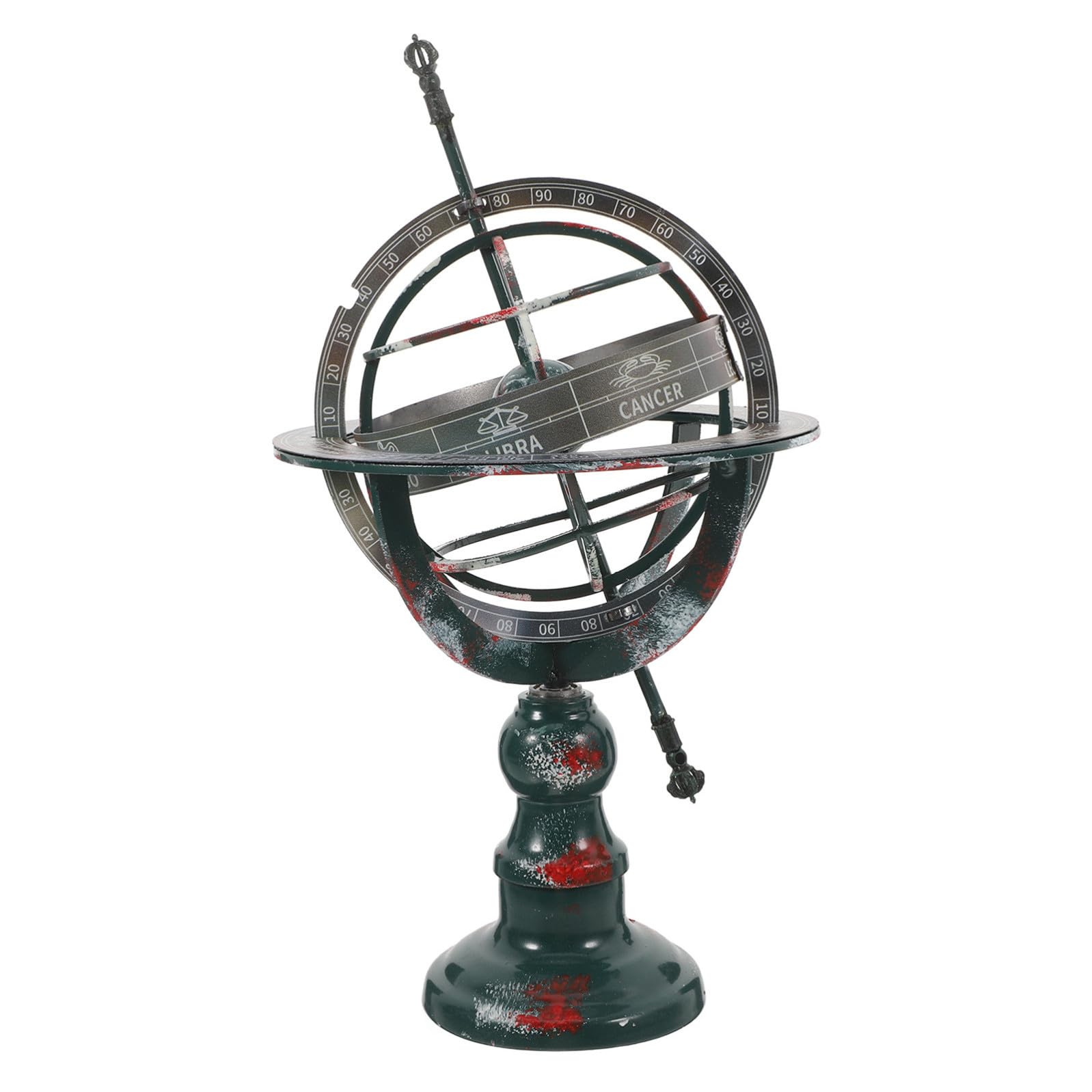 Mappamondo da Terra in Ferro Vintage Decorativo Rotazione Elegante e Design Artistico, Ornamento da Scrivania per Ufficio e Casa