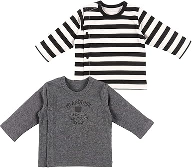Amazon Co Jp 西松屋 2枚組天竺長袖tシャツ ボーダー くま 新生児50 70cm 服 ファッション小物