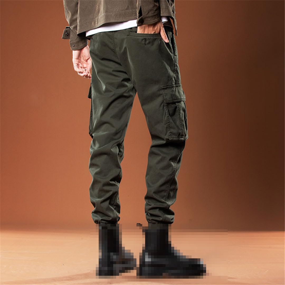 Vogrtcc Pantaloni Cargo Multitasche da Uomo Pantaloni da Jogging in Pile Spessi Pantaloni Casual in Cotone
