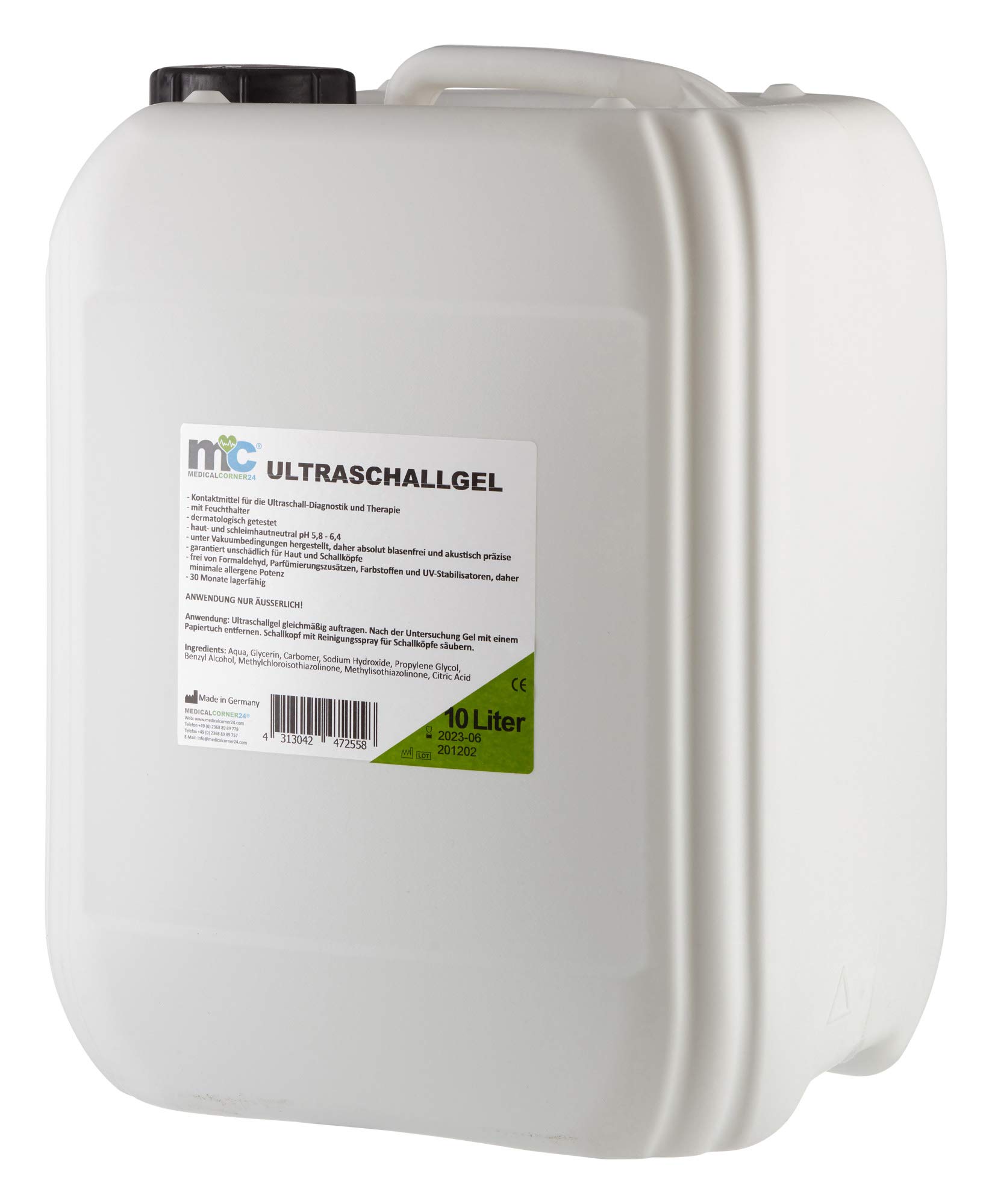 Medicalcorner24 Ultraschallgel, Sonographiegel, Kontaktgel, Leitgel, Gel, 10 Liter Kanister