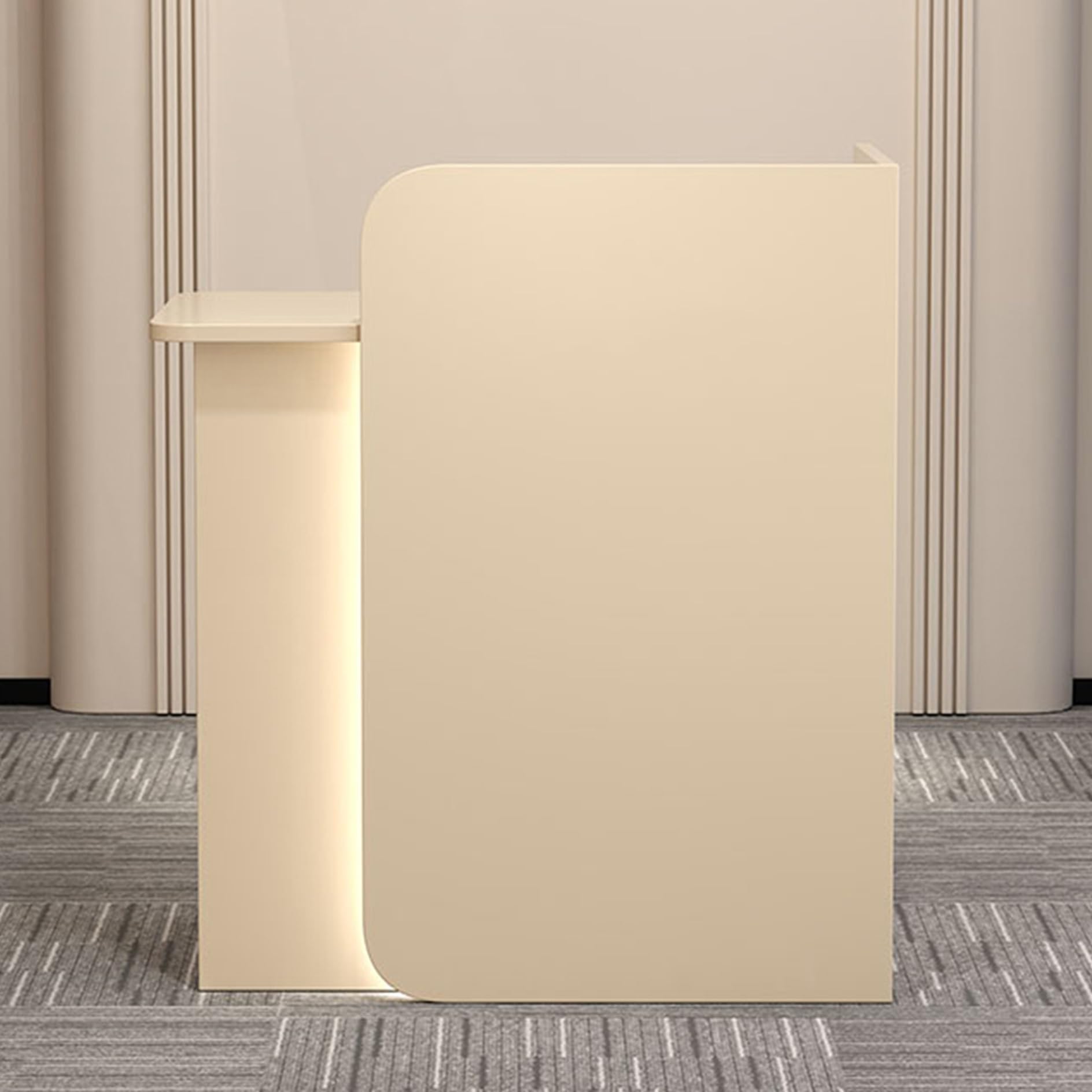 Moderno banco reception a LED | Bancone cassa e tavolo segretaria | Elegante bancone negozio con gestione dei cavi | Mobili da ufficio per area reception e servizio clienti