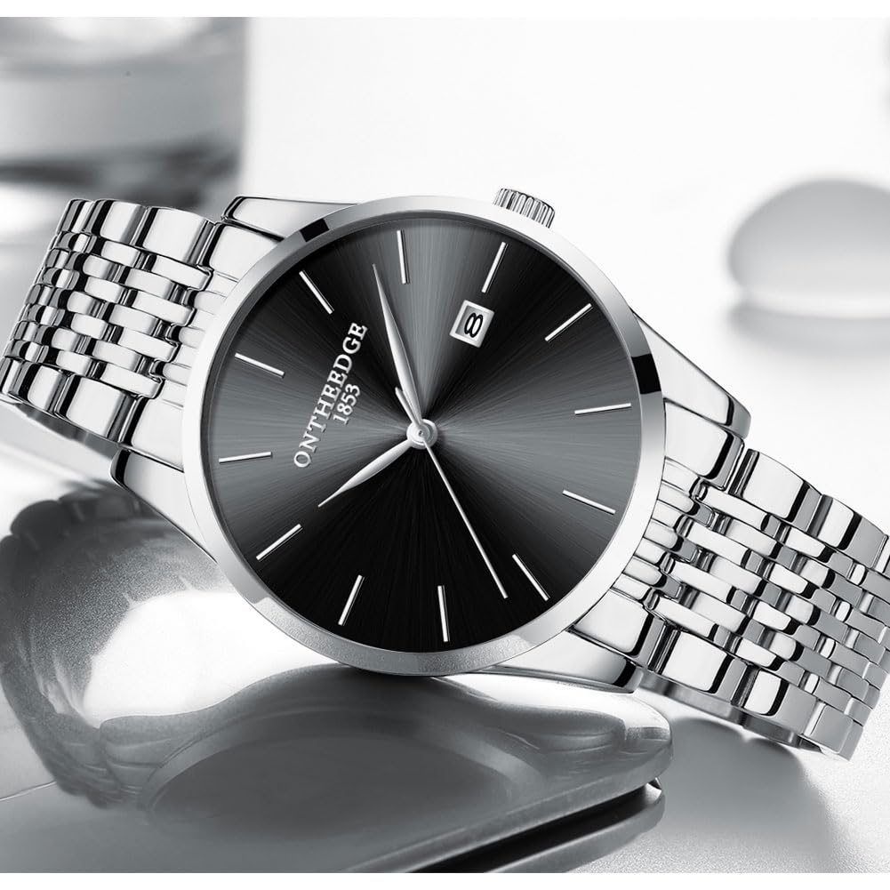 Raitown Orologio da Uomo Impermeabile Ultra Sottile Classic Orologi al Quarzo Cinturino Opzionale in Acciaio o in Pelle Quadrante Blu Nero