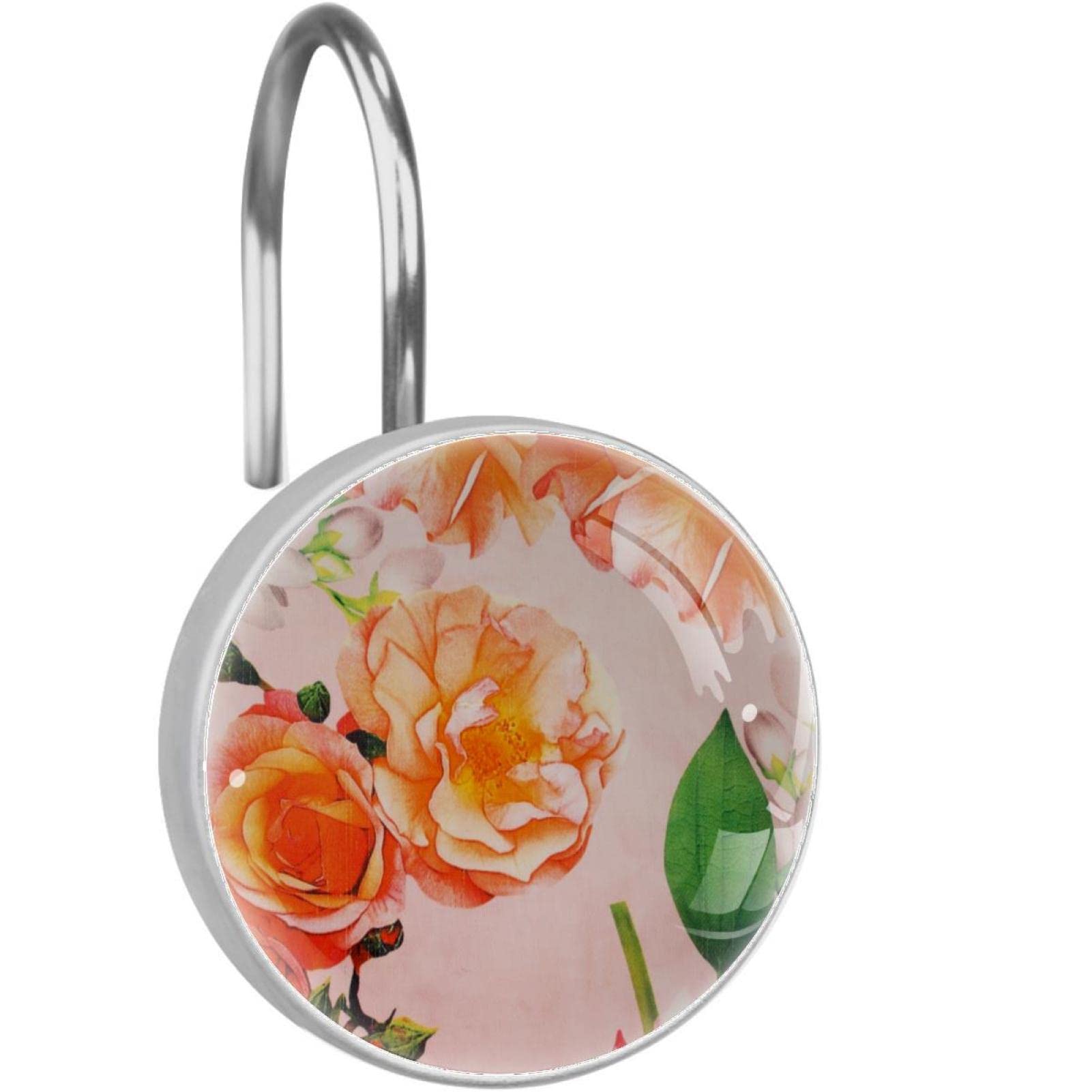 Rideau de douche : lot de 12 crochets fleurs en acier inoxydable contre la rouille des anneaux