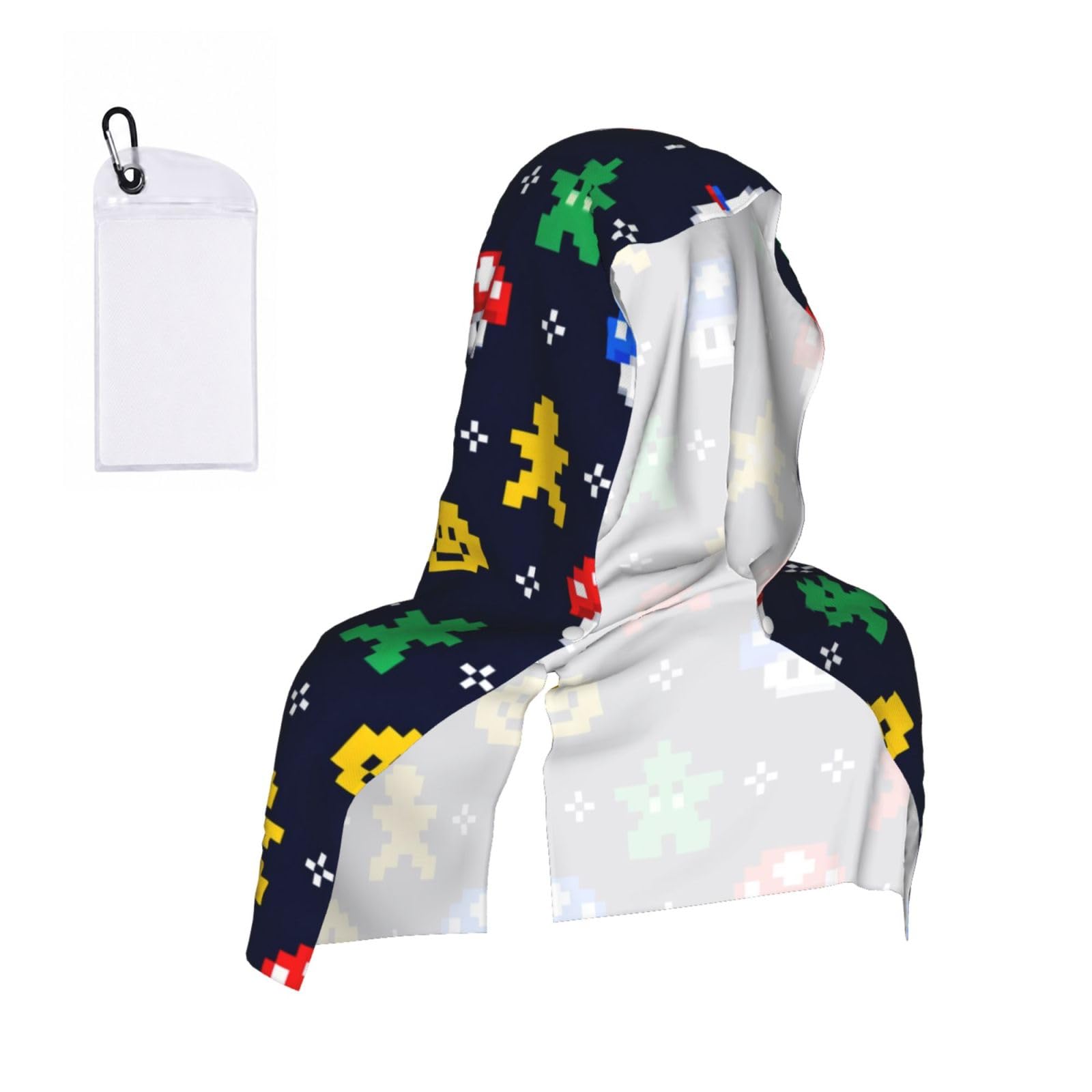 CNTDBU Pixel Plants Cooling Towel Hooded-Instant Chill Neck Cover for Sports, UV Cooling Rag for Running Gym