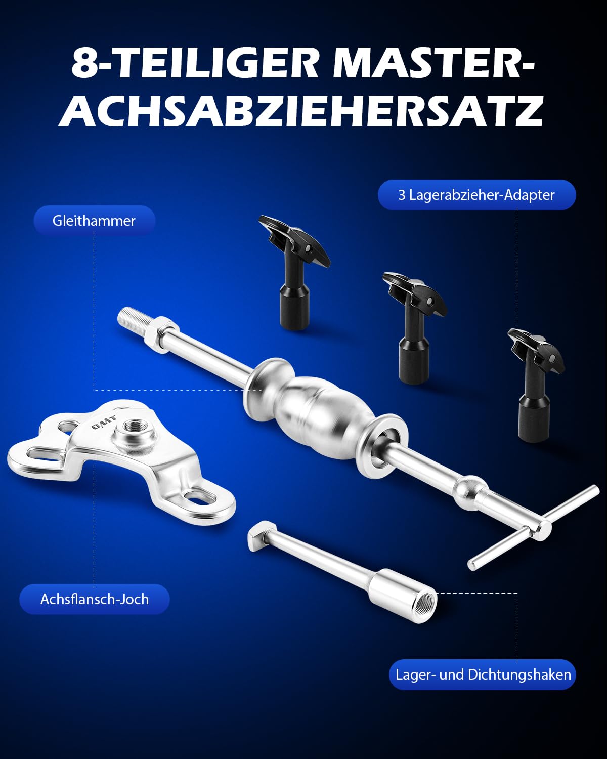 Orion Motor Tech Radnabenabzieher Radlager Abzieher, Radlagerwerkzeug mit Gleithammer 4 Loch 3 Adapter, Innendurchmesser von 1 bis 2-7/8" für Auto Radnaben, Achsen, Öldichtungen, Buchsen
